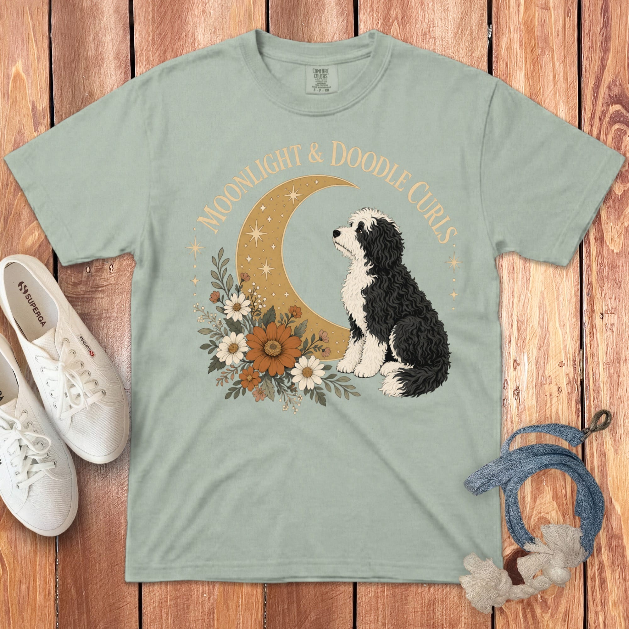Sheepadoodle Moon Signature T-Shirt in Bay / M by Puppy Jo