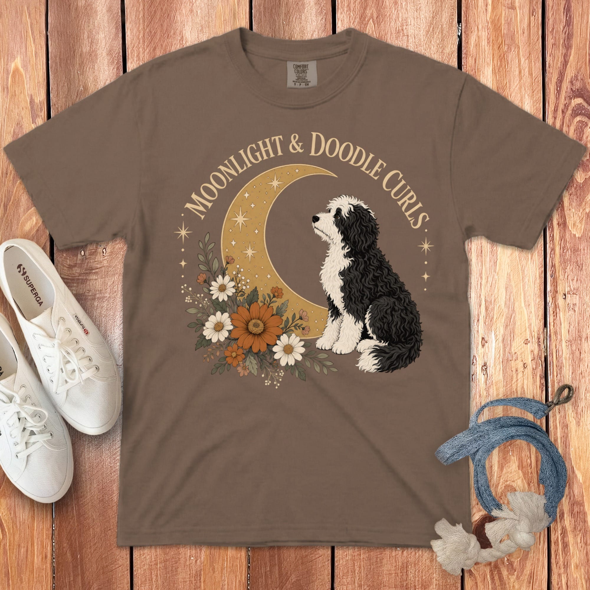 Sheepadoodle Moon Signature T-Shirt in Espresso / M by Puppy Jo