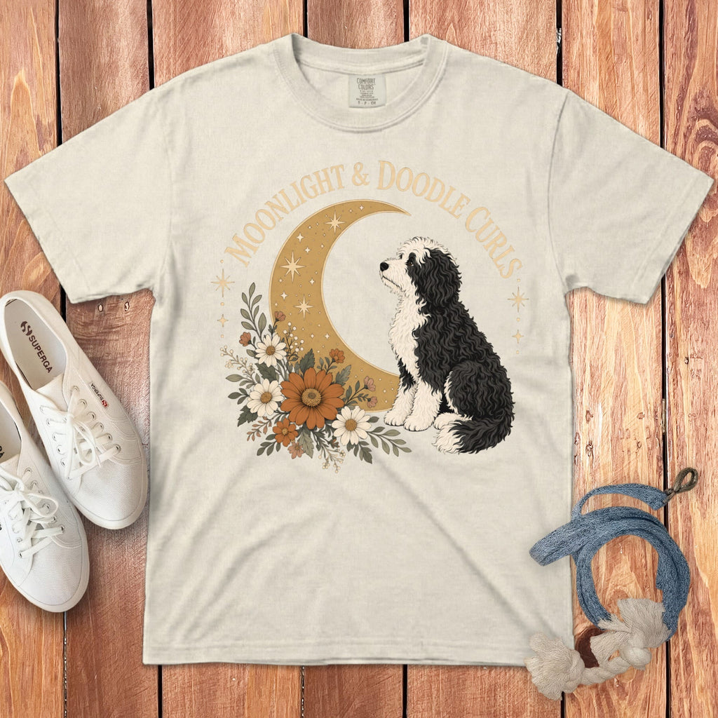 Sheepadoodle Moon Signature T-Shirt in Ivory / M by Puppy Jo