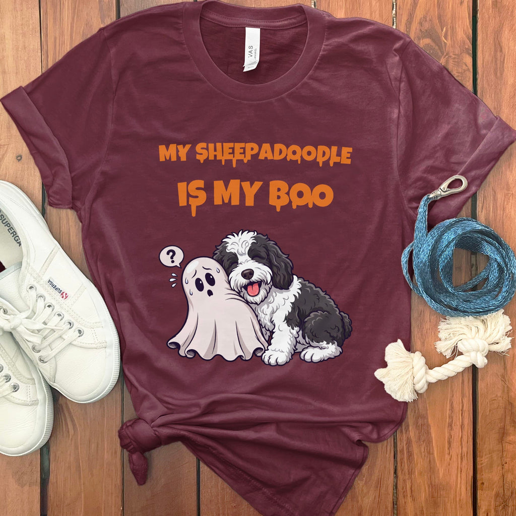 Sheepadoodle My Boo T-Shirt in Maroon / S by Puppy Jo