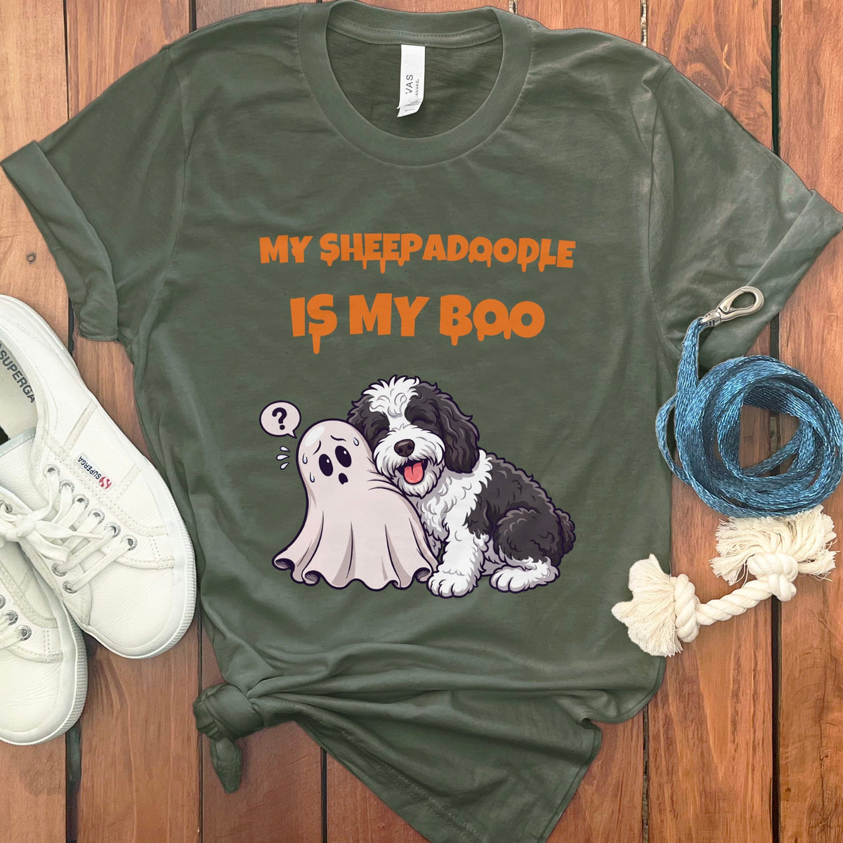Sheepadoodle My Boo T-Shirt in Military Green / S by Puppy Jo