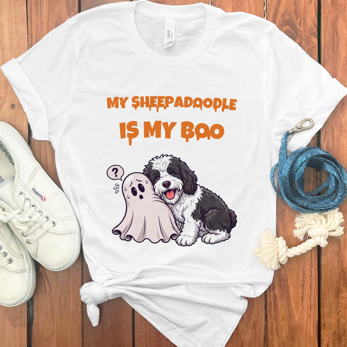 Sheepadoodle My Boo T-Shirt in White / S by Puppy Jo