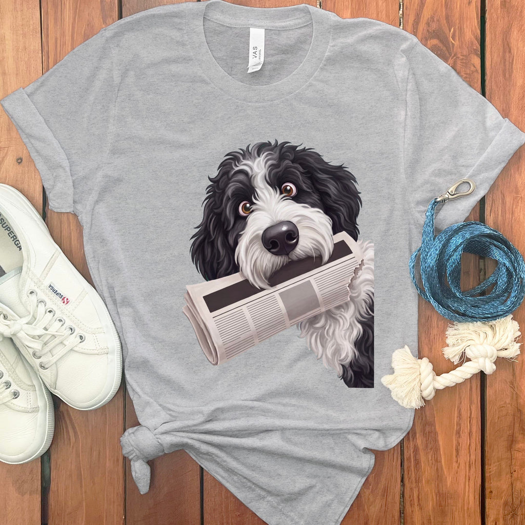Sheepadoodle Newspaper T-Shirt in Athletic Heather / S by Puppy Jo