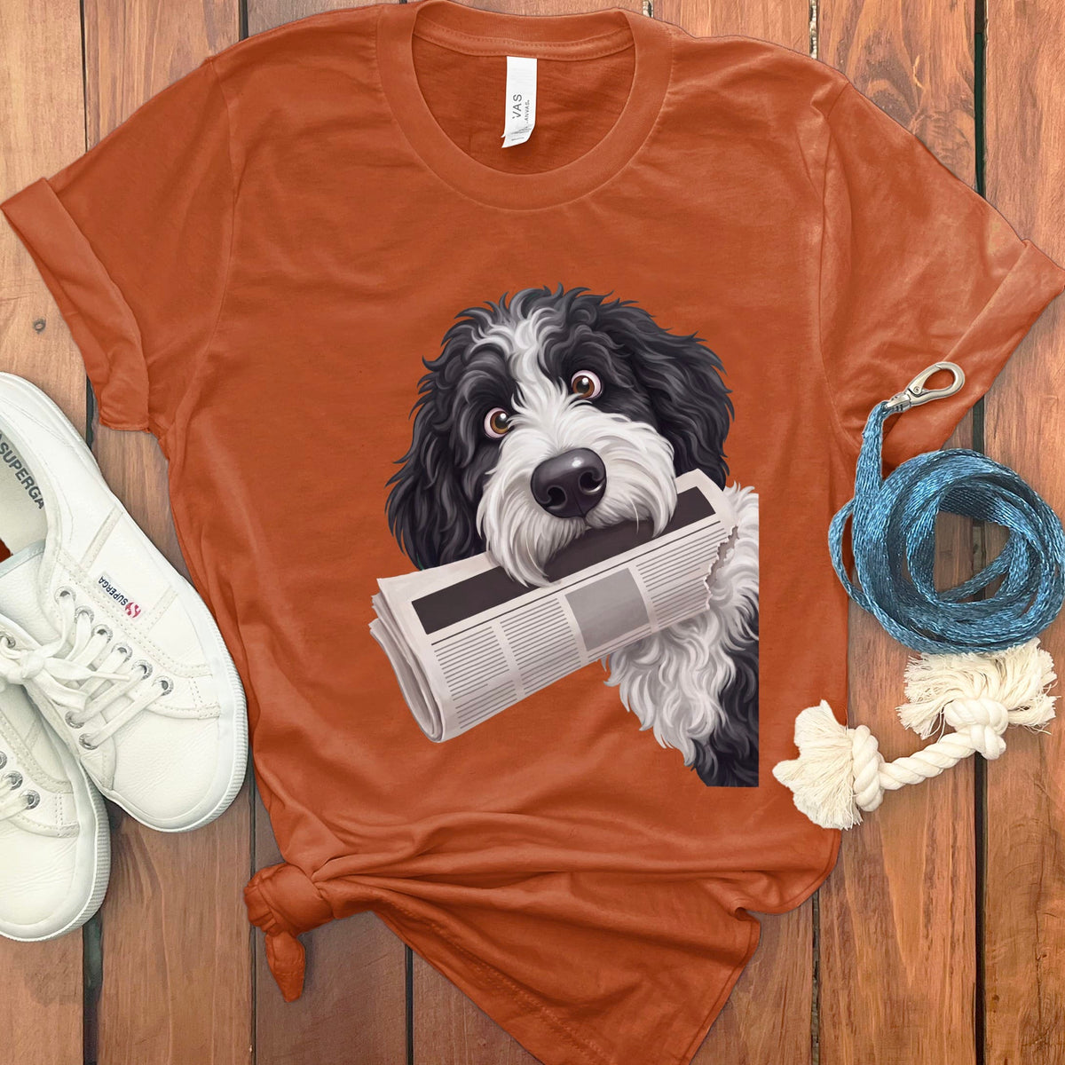 Sheepadoodle Newspaper T-Shirt in Autumn / S by Puppy Jo