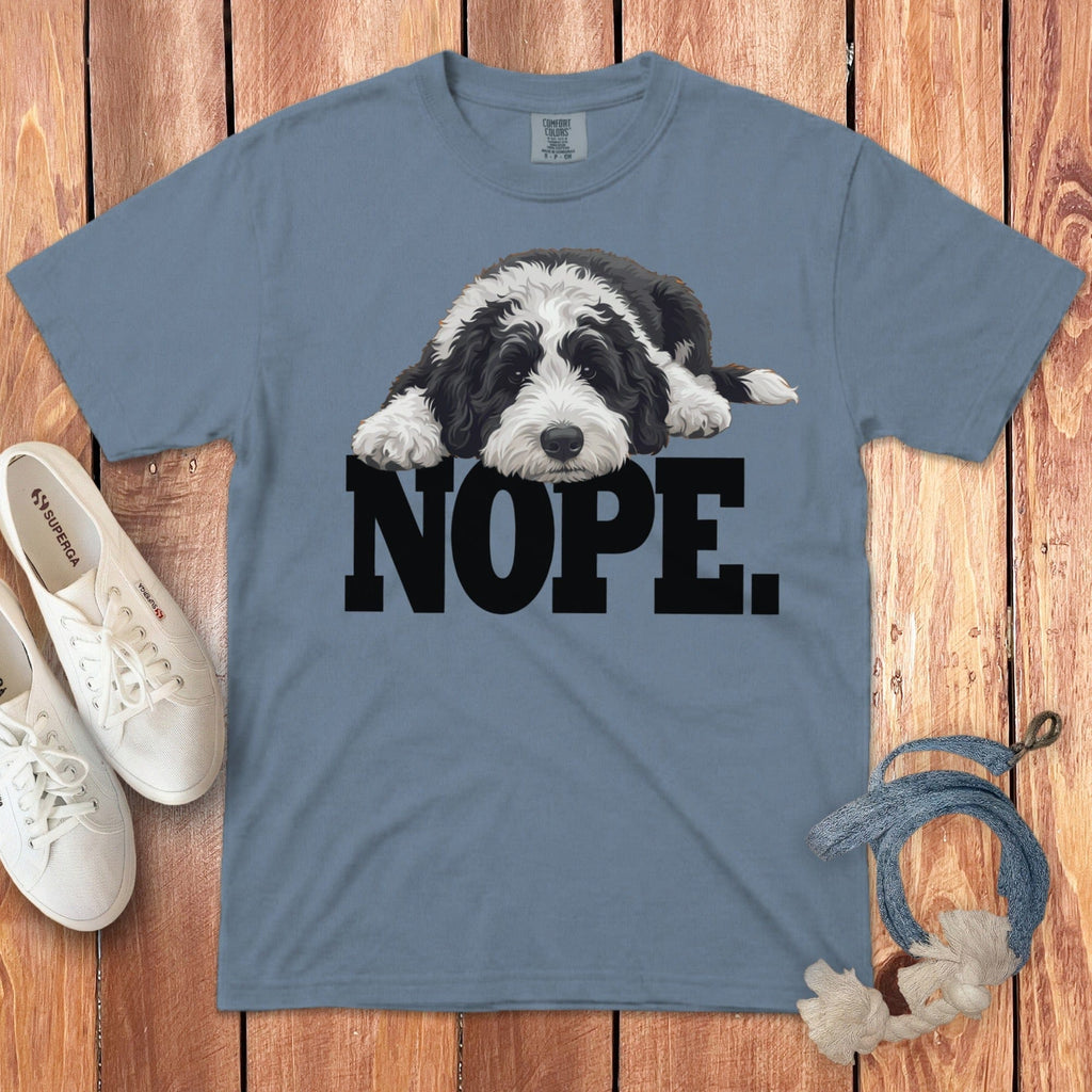 Sheepadoodle Nope Signature T-Shirt in Blue Jean / S by Puppy Jo