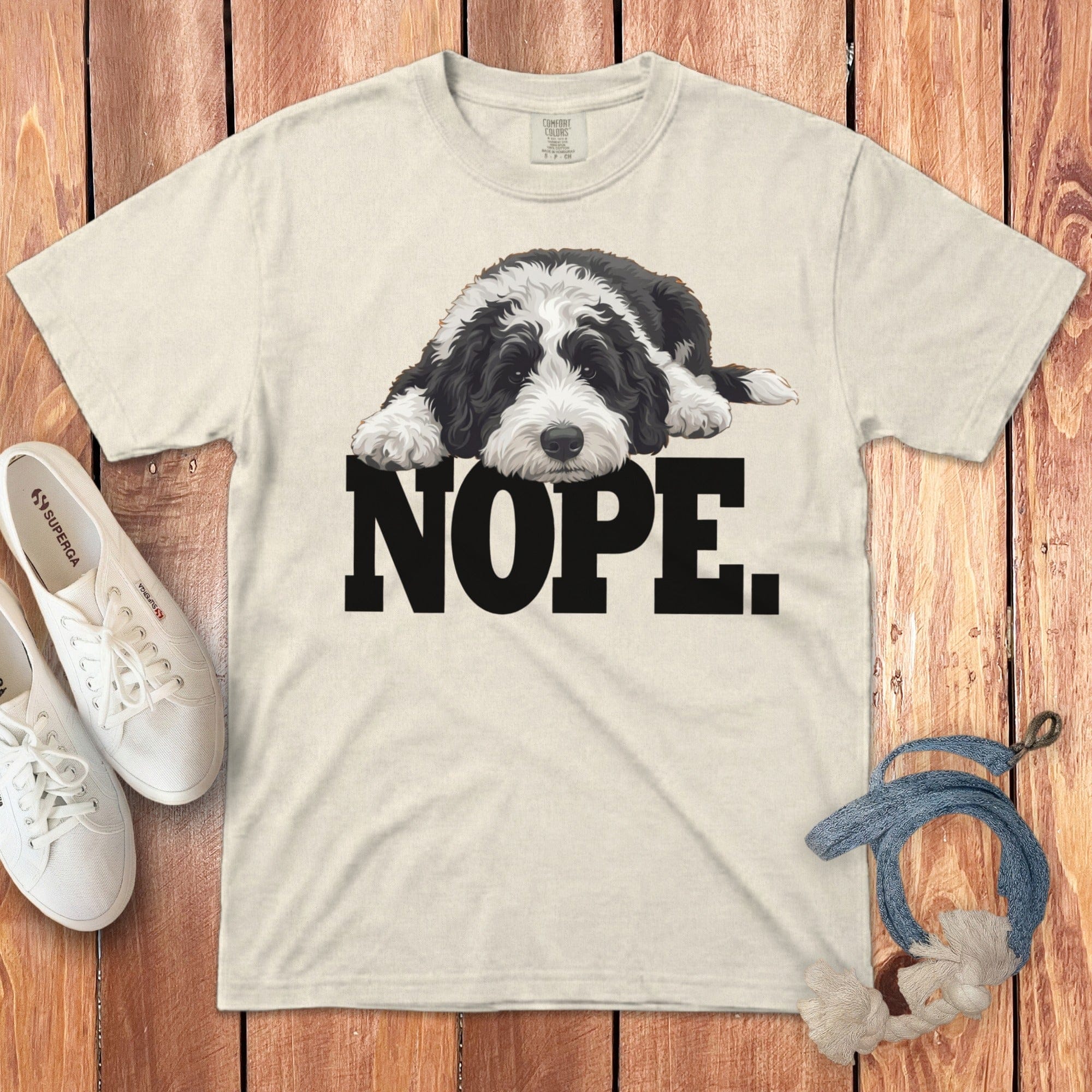 Sheepadoodle Nope Signature T-Shirt in Ivory / S by Puppy Jo