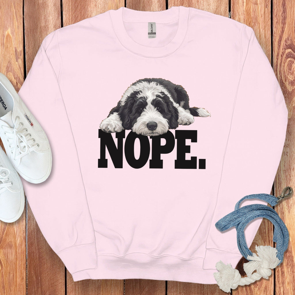 Sheepadoodle Nope Sweatshirt in Light Pink / S by Puppy Jo