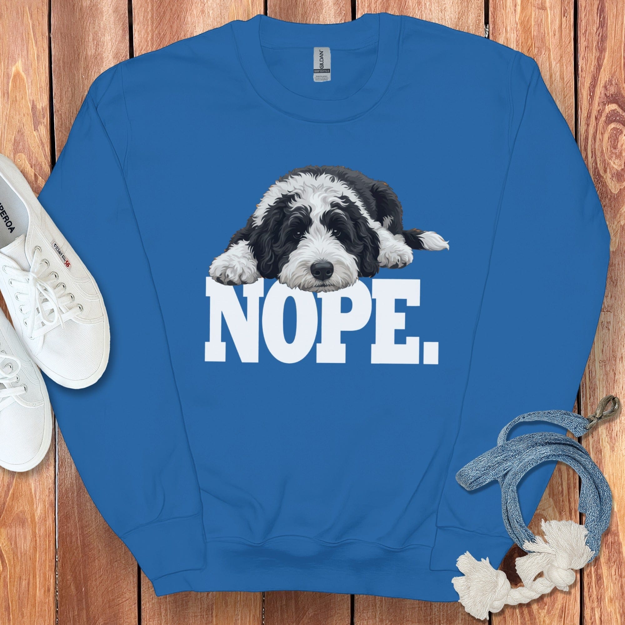 Sheepadoodle Nope Sweatshirt in Royal / S by Puppy Jo