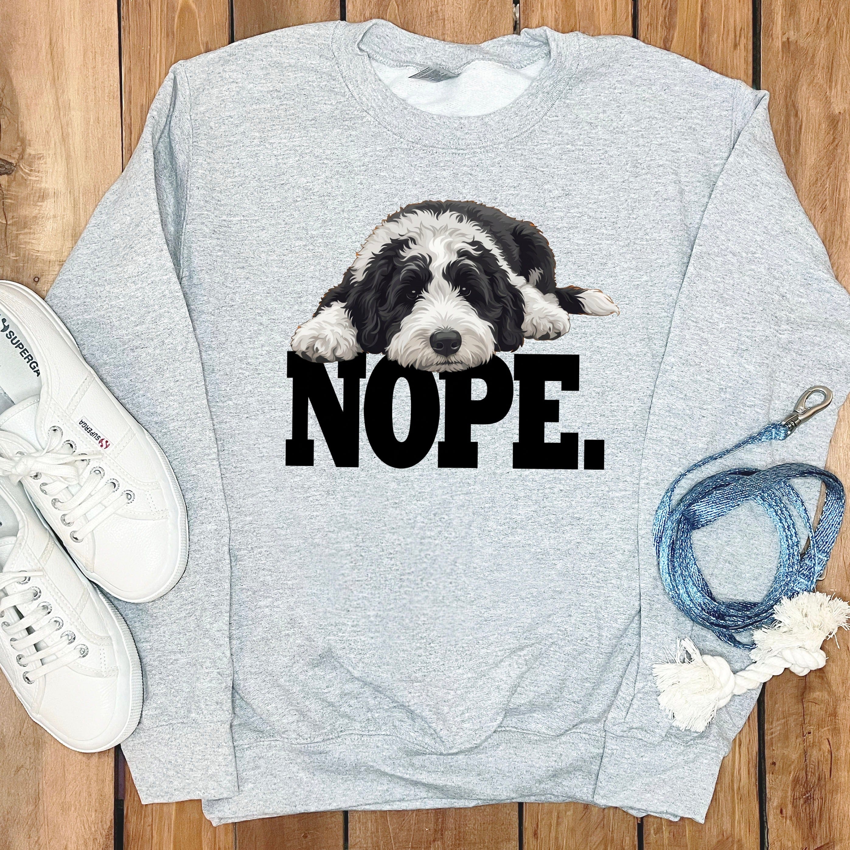 Sheepadoodle Nope Sweatshirt in Sport Grey / S by Puppy Jo