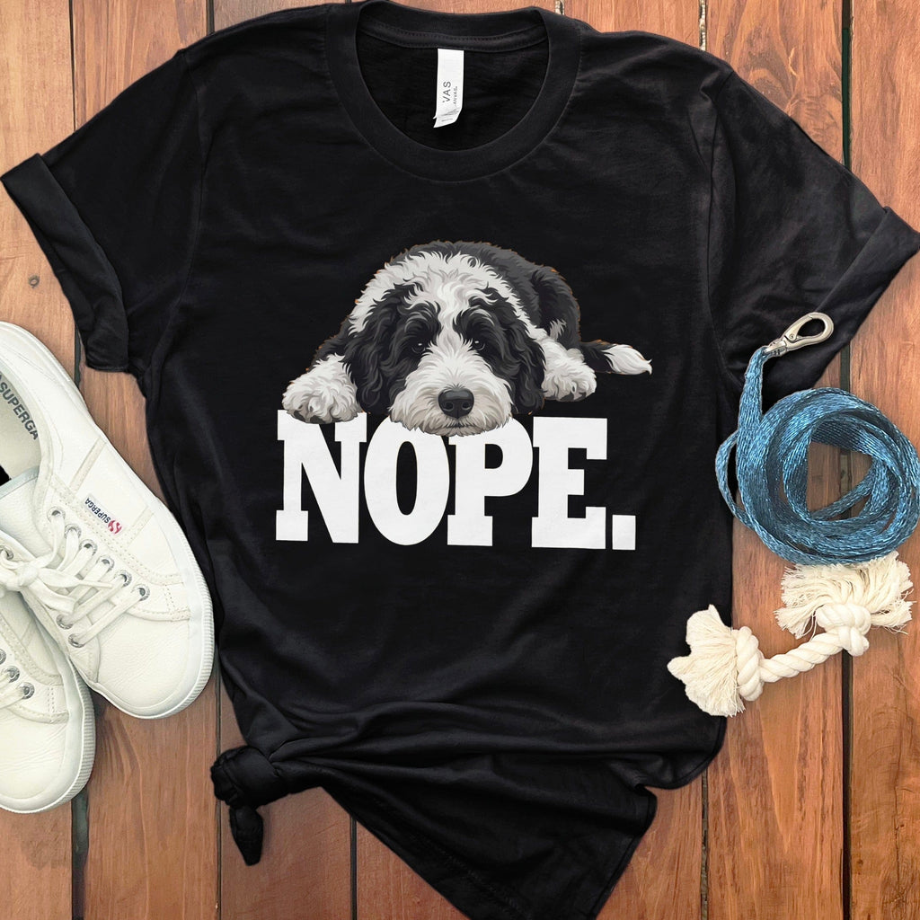 Sheepadoodle Nope T-Shirt in Black / S by Puppy Jo