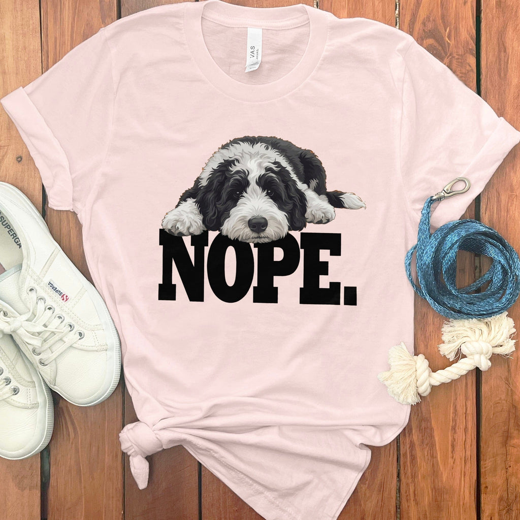 Sheepadoodle Nope T-Shirt in Soft Pink / S by Puppy Jo