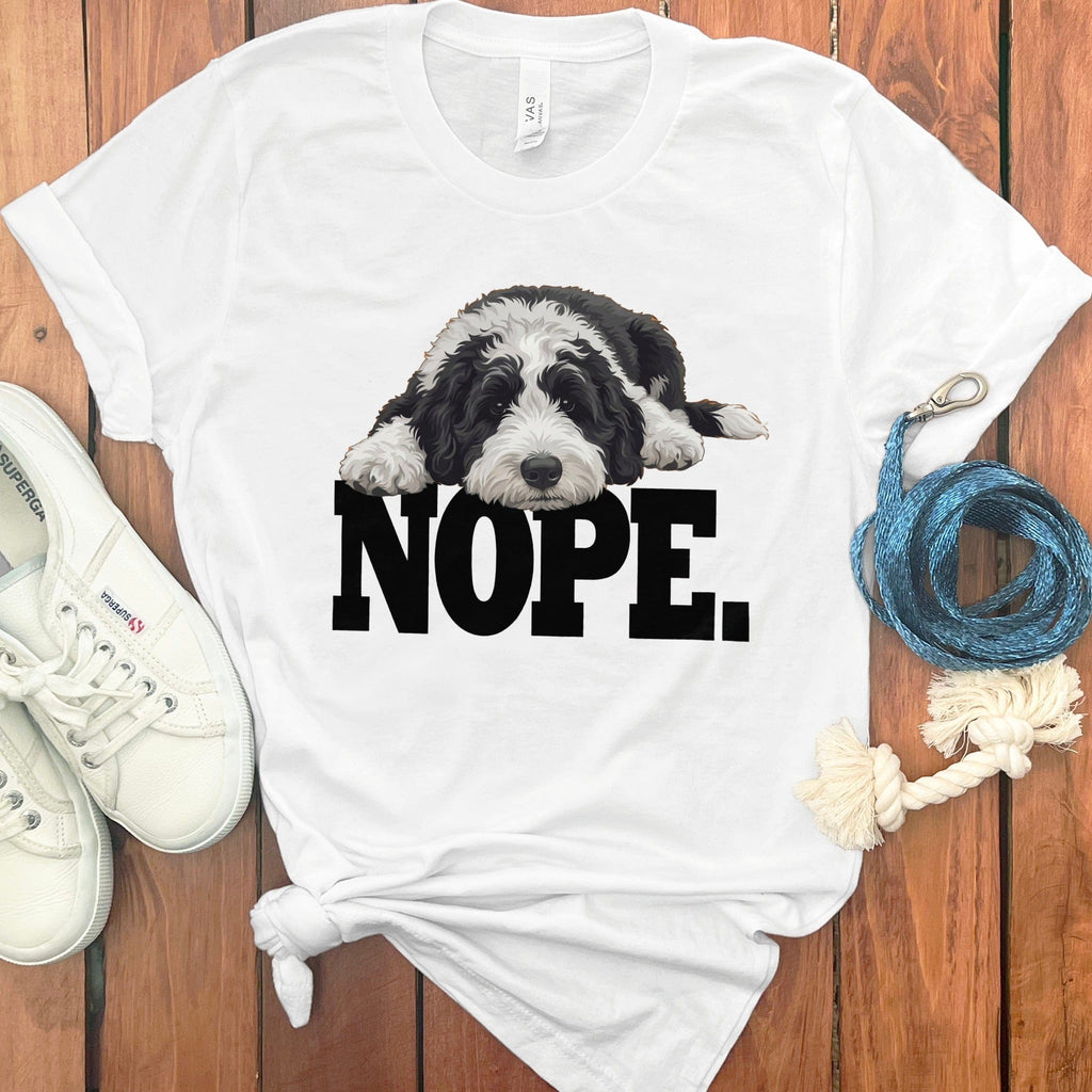 Sheepadoodle Nope T-Shirt in White / S by Puppy Jo