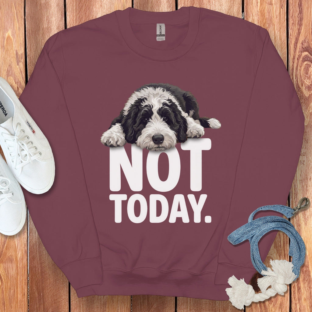 Sheepadoodle Not Today Sweatshirt in Maroon / S by Puppy Jo