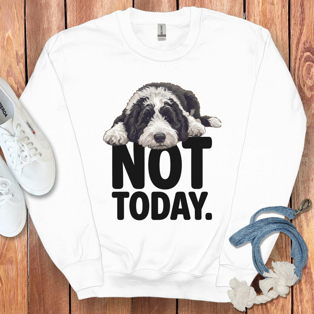 Sheepadoodle Not Today Sweatshirt in White / S by Puppy Jo