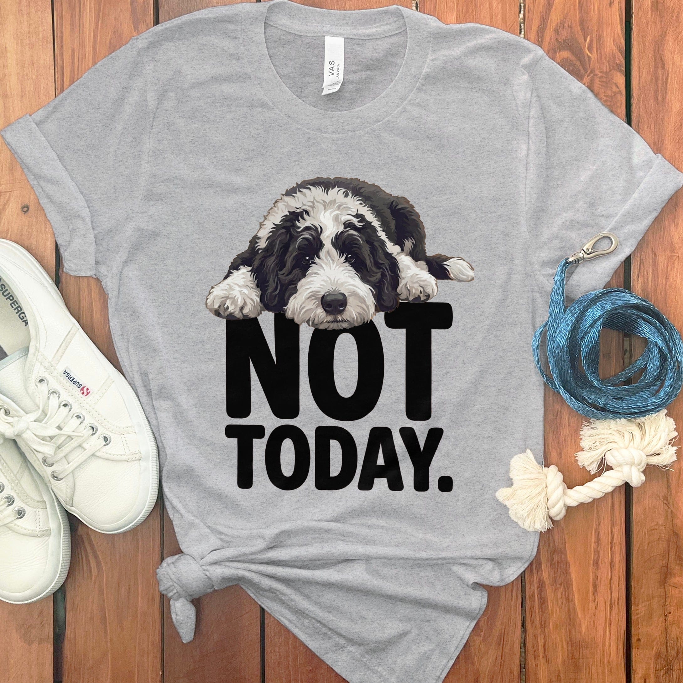 Sheepadoodle Not Today T-Shirt in Athletic Heather / S by Puppy Jo