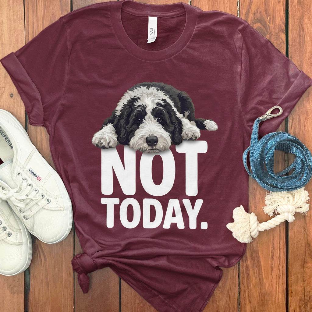 Sheepadoodle Not Today T-Shirt in Maroon / S by Puppy Jo