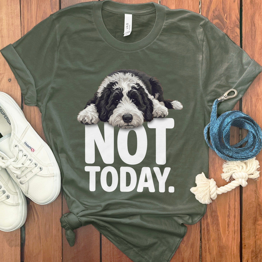 Sheepadoodle Not Today T-Shirt in Military Green / S by Puppy Jo