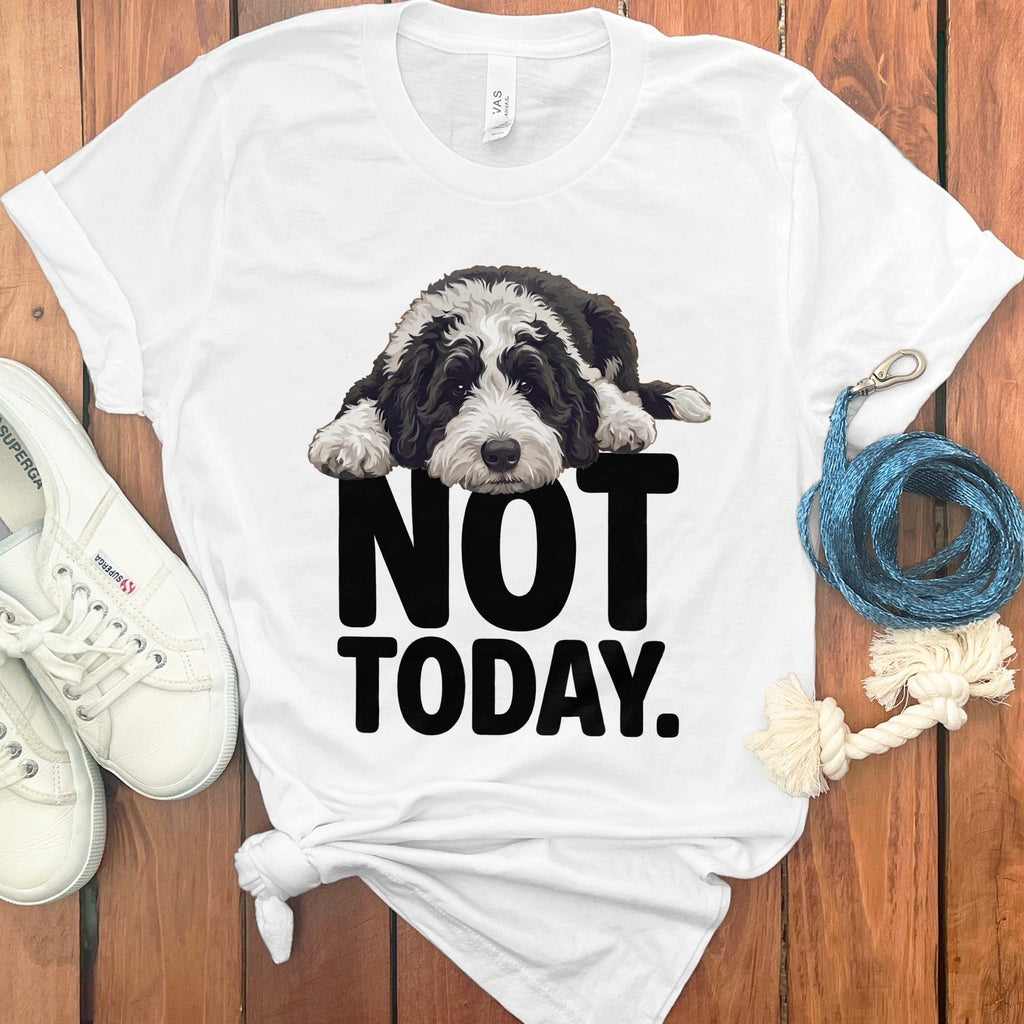 Sheepadoodle Not Today T-Shirt in White / S by Puppy Jo