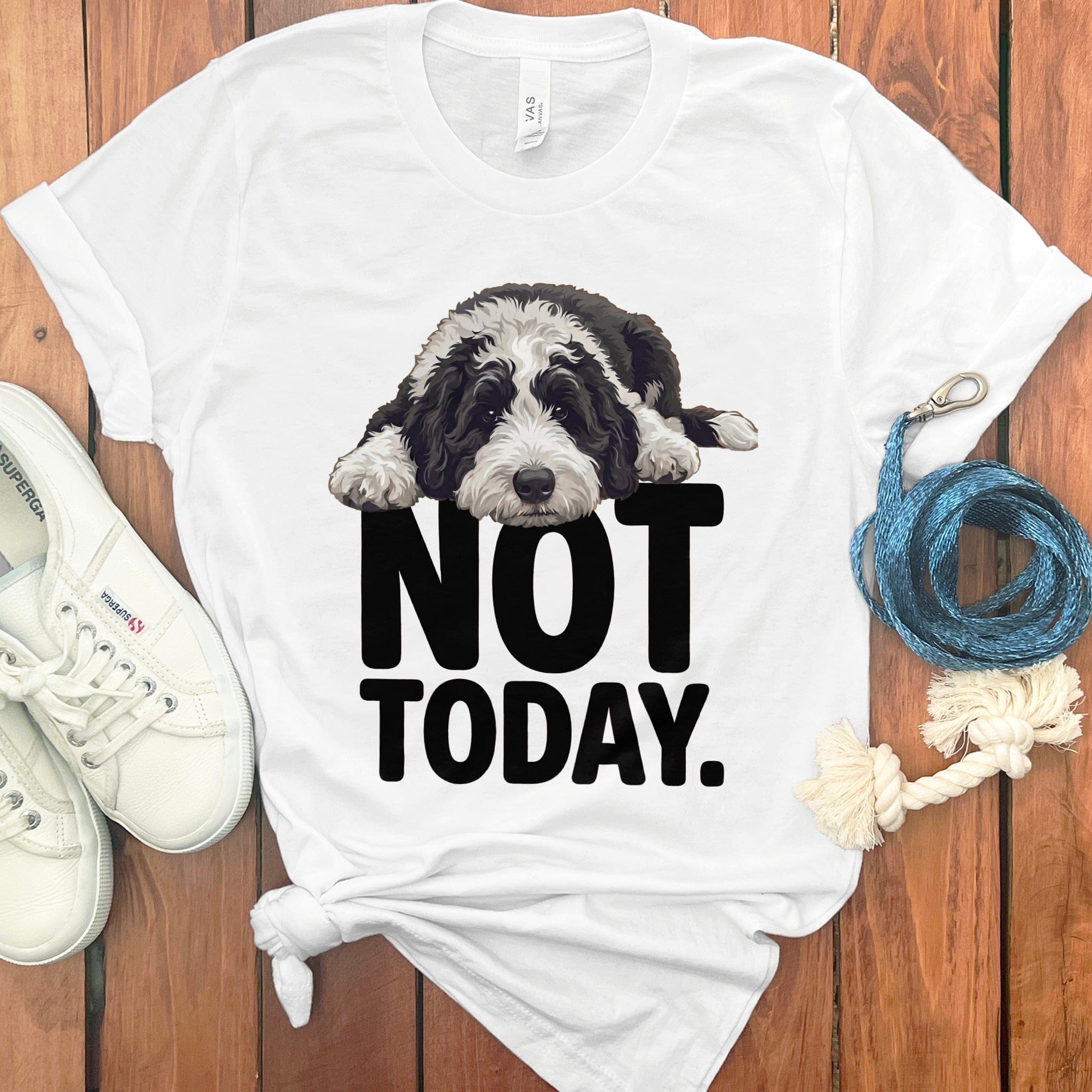 Sheepadoodle Not Today T-Shirt in White / S by Puppy Jo