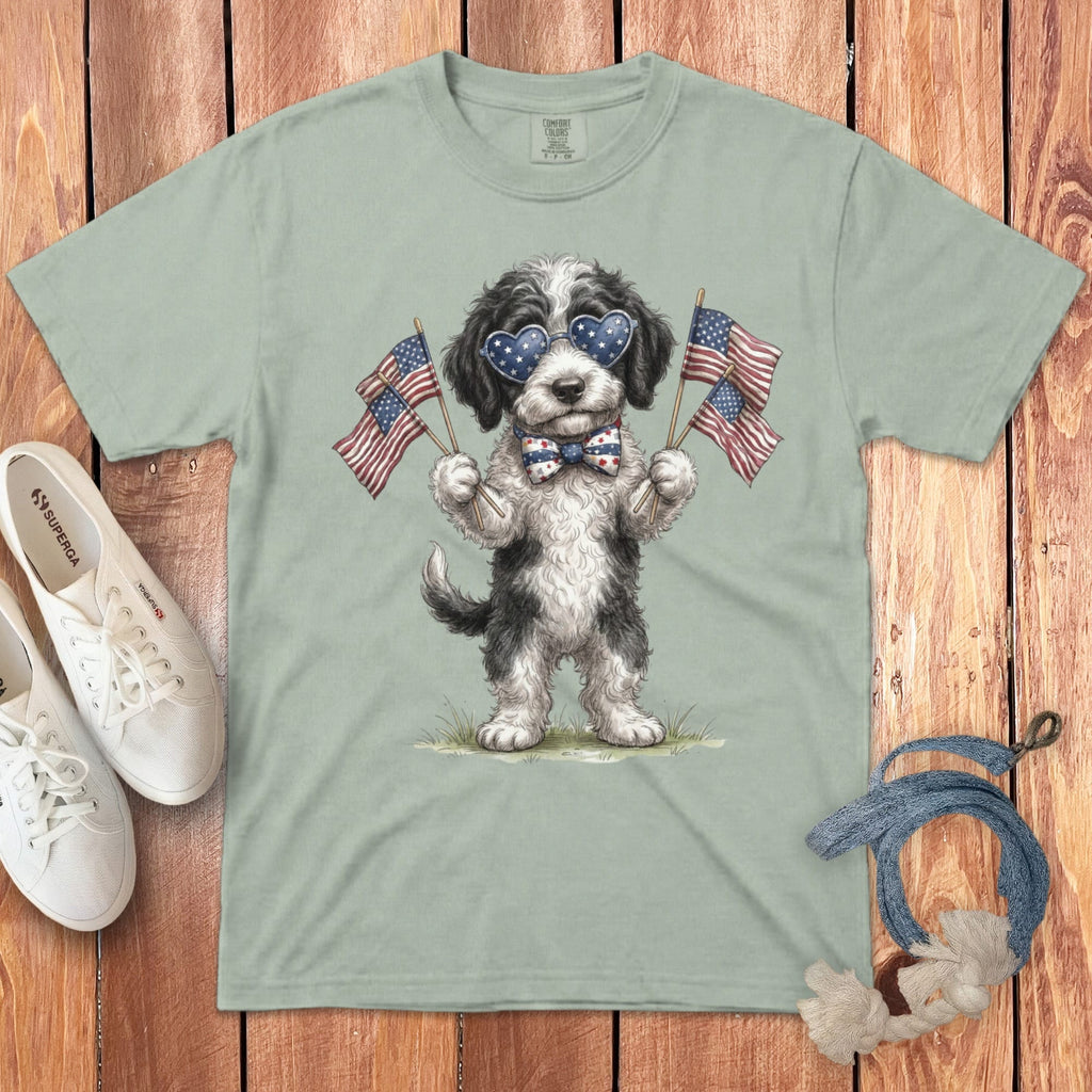 Sheepadoodle Patriotic Celebration Signature T-Shirt in Bay / S by Puppy Jo