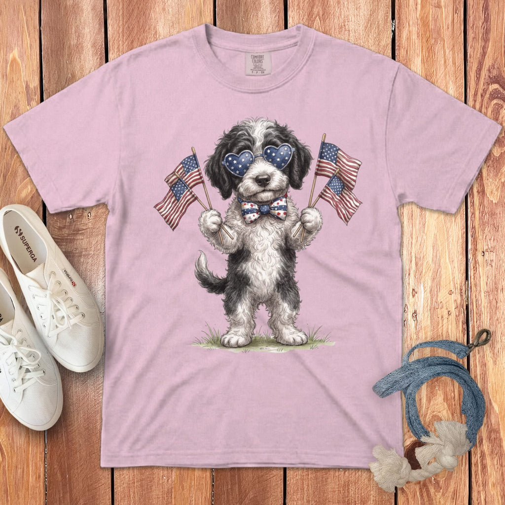 Sheepadoodle Patriotic Celebration Signature T-Shirt in Blossom / S by Puppy Jo