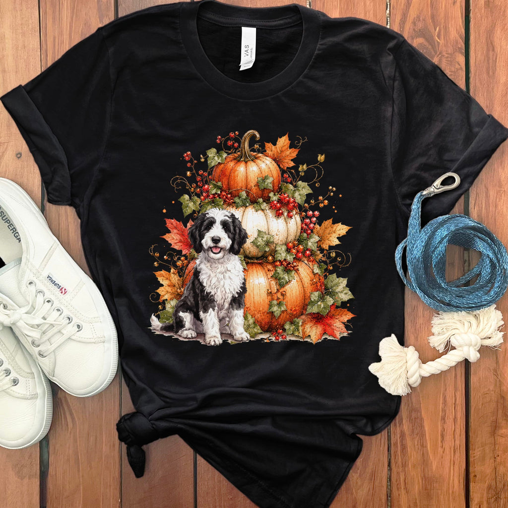 Sheepadoodle Pumpkin Ivy T-Shirt in Black / S by Puppy Jo