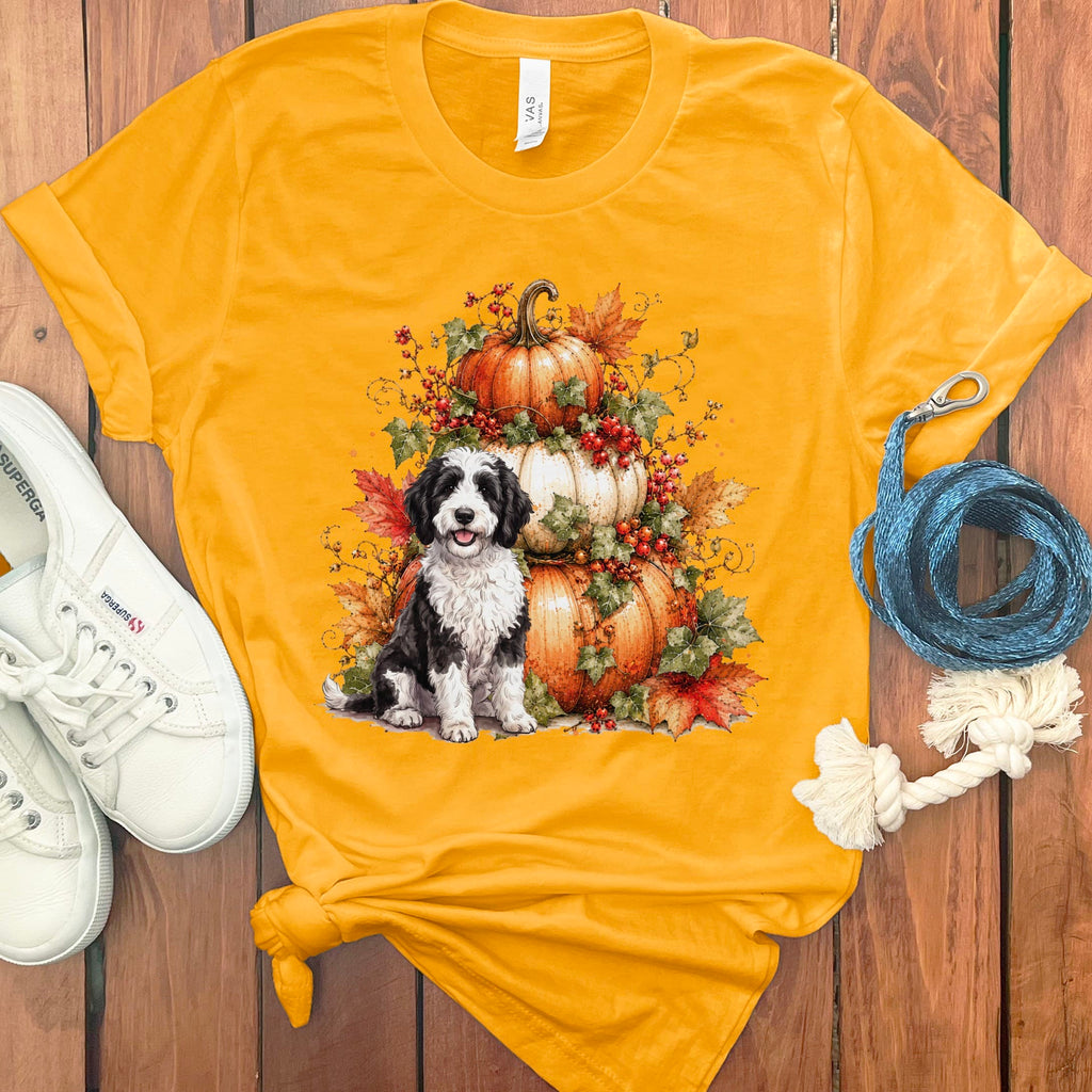 Sheepadoodle Pumpkin Ivy T-Shirt in Gold / S by Puppy Jo