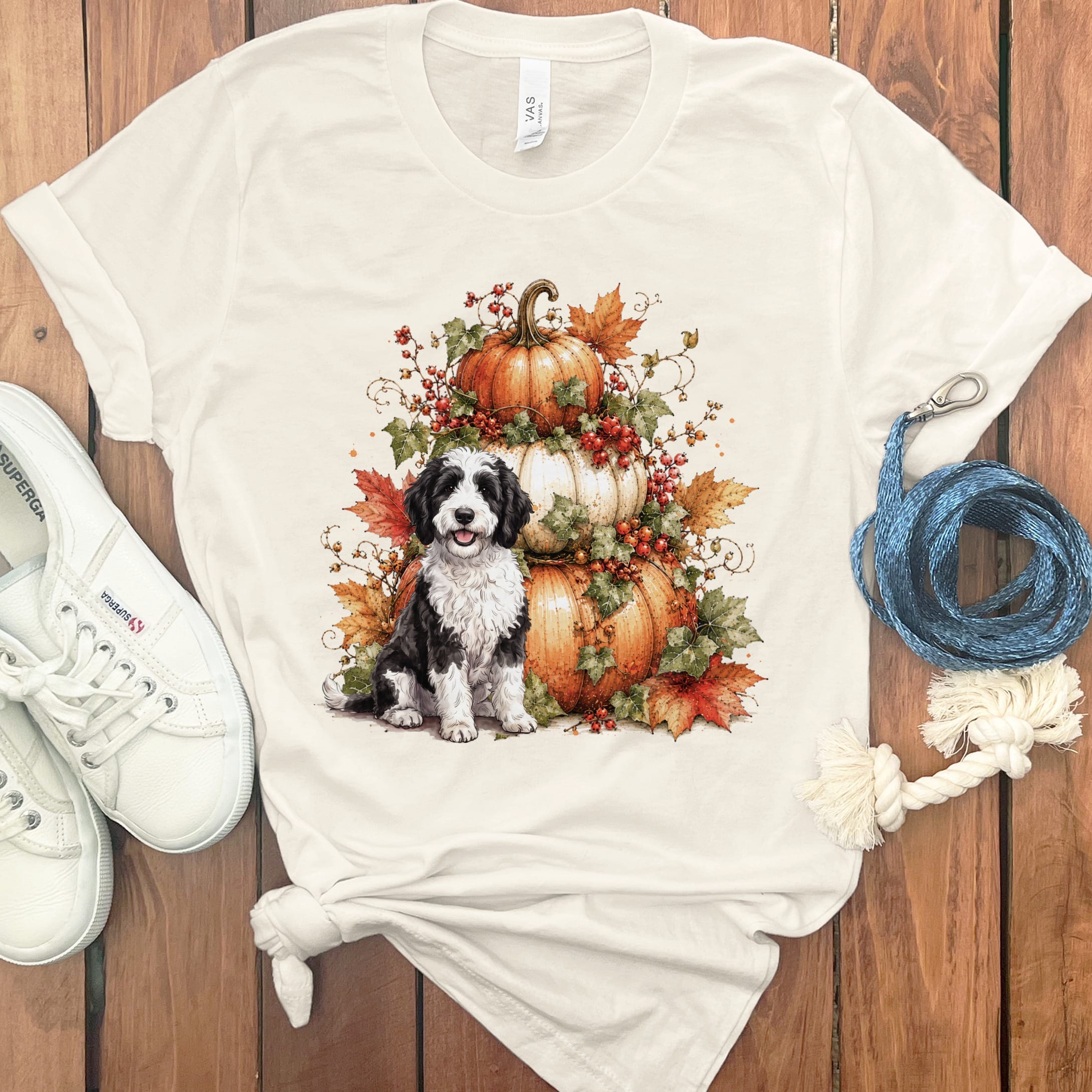 Sheepadoodle Pumpkin Ivy T-Shirt in Natural / S by Puppy Jo