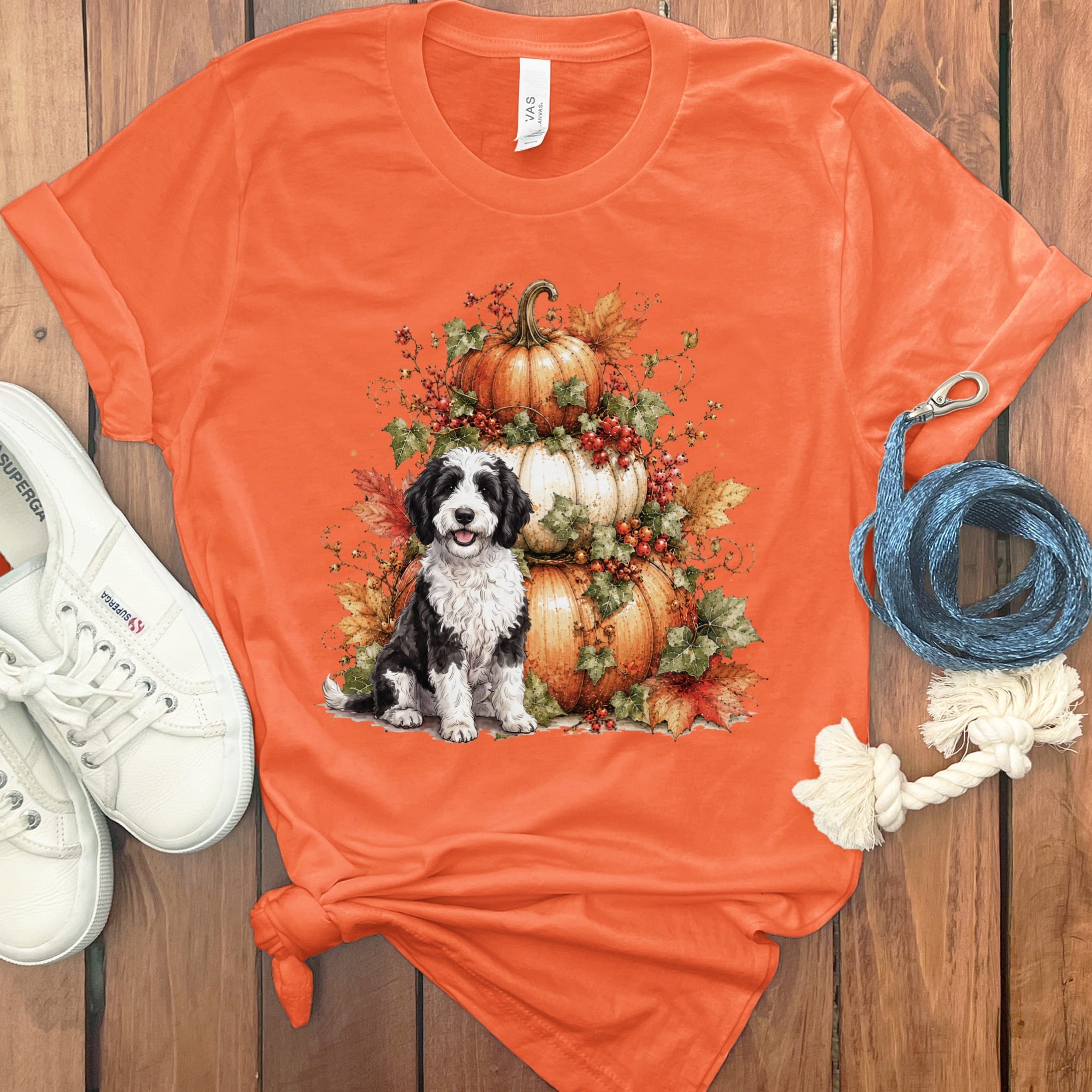 Sheepadoodle Pumpkin Ivy T-Shirt in Orange / S by Puppy Jo