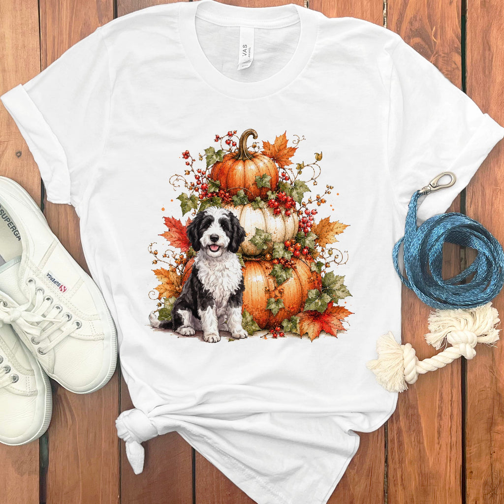 Sheepadoodle Pumpkin Ivy T-Shirt in White / S by Puppy Jo