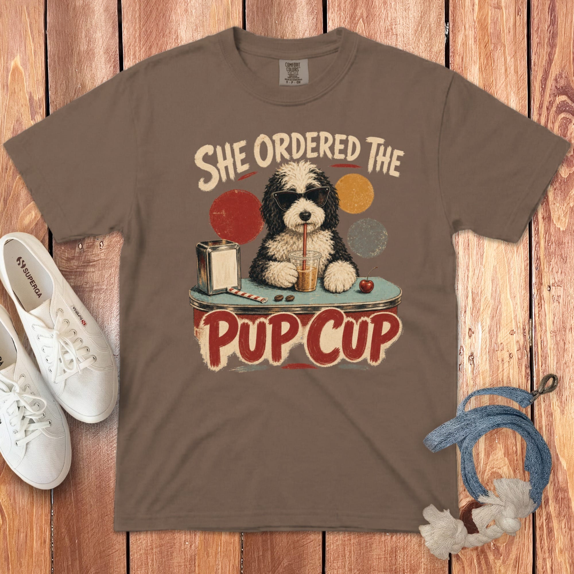 Sheepadoodle Pup Cup Signature T-Shirt in Espresso / S by Puppy Jo