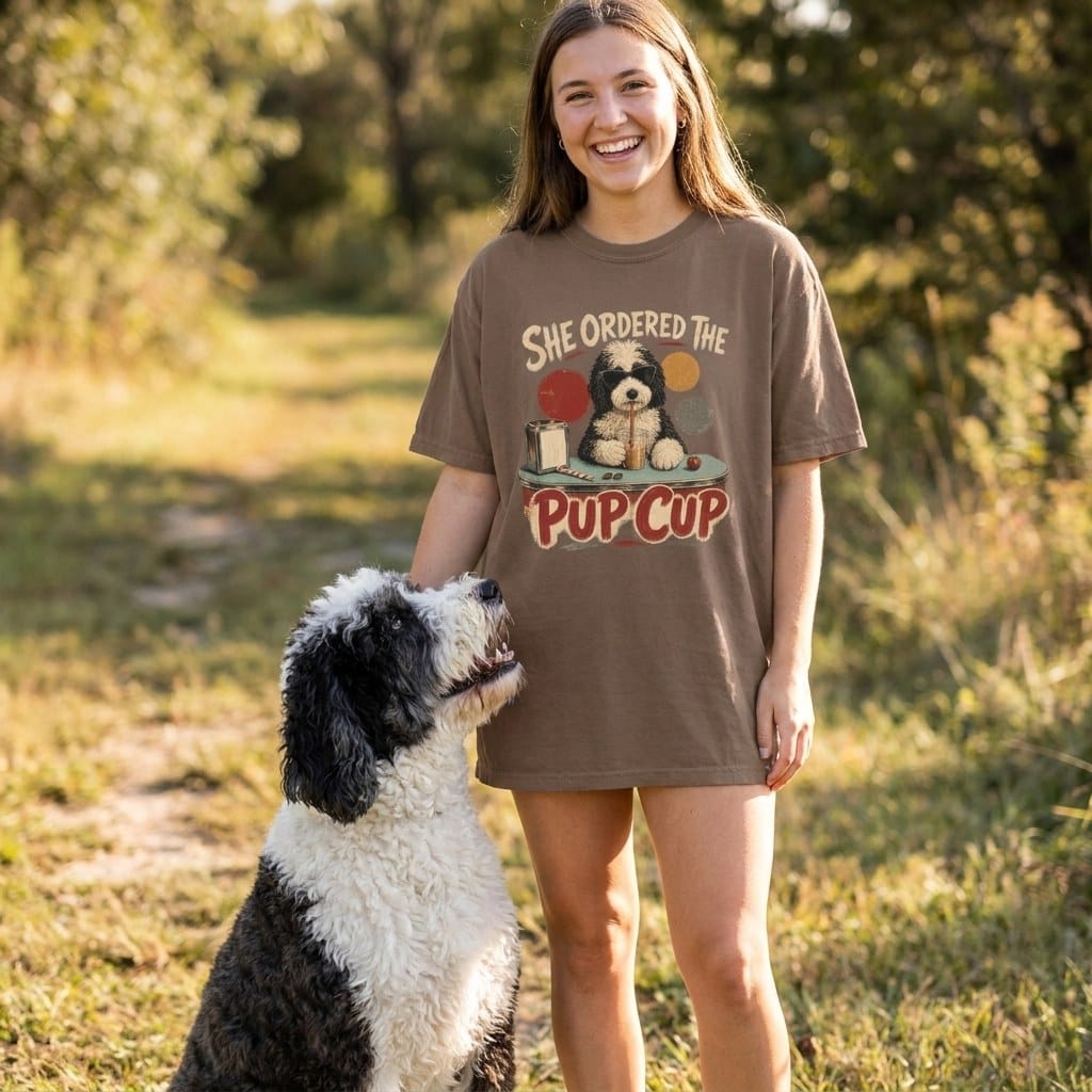 Sheepadoodle Pup Cup Signature T-Shirt in by Puppy Jo