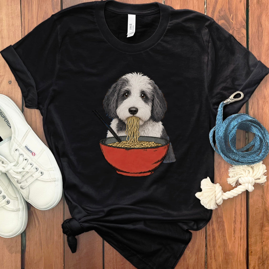 Sheepadoodle Ramen T-Shirt in Black / S / - by Puppy Jo
