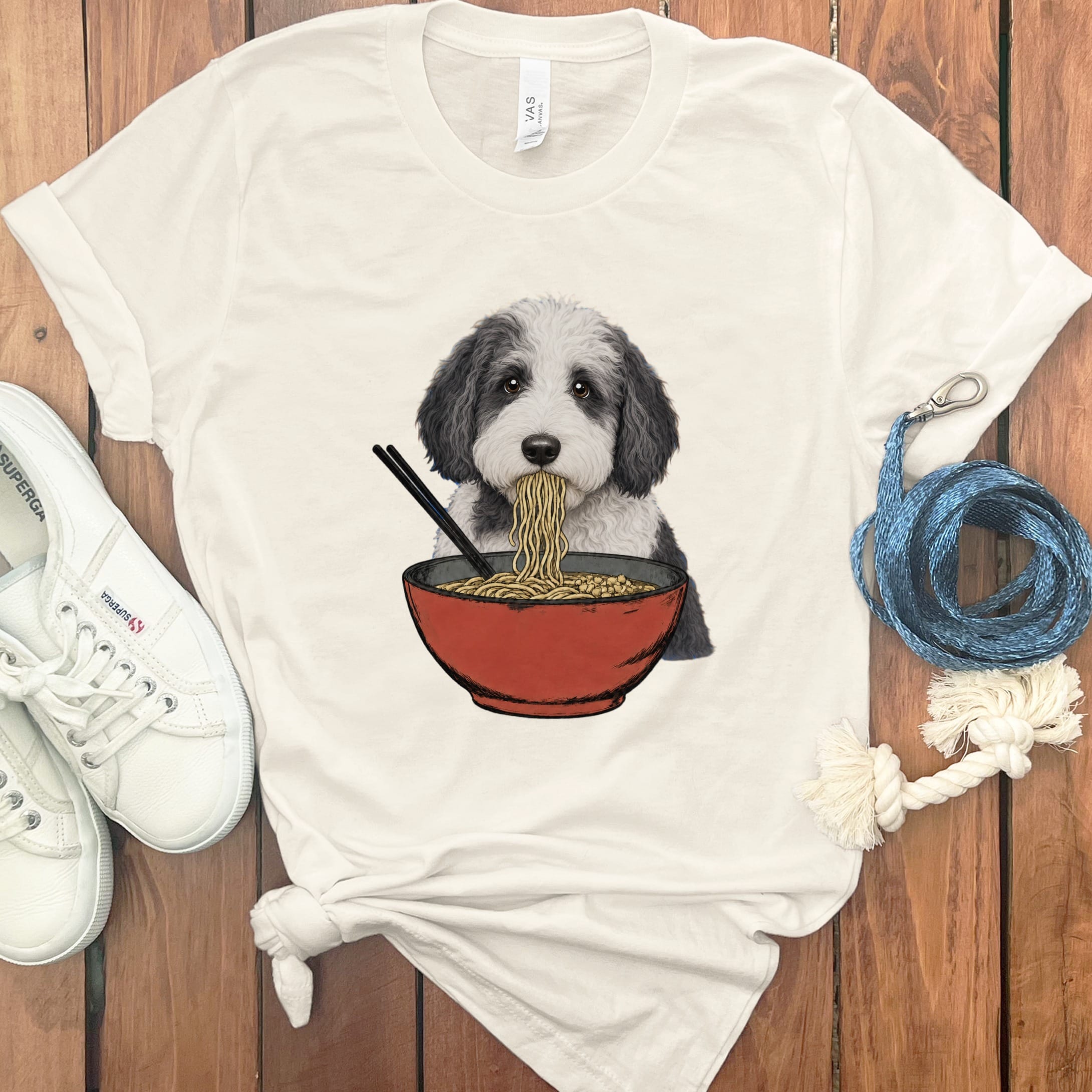 Sheepadoodle Ramen T-Shirt in Natural / S / - by Puppy Jo