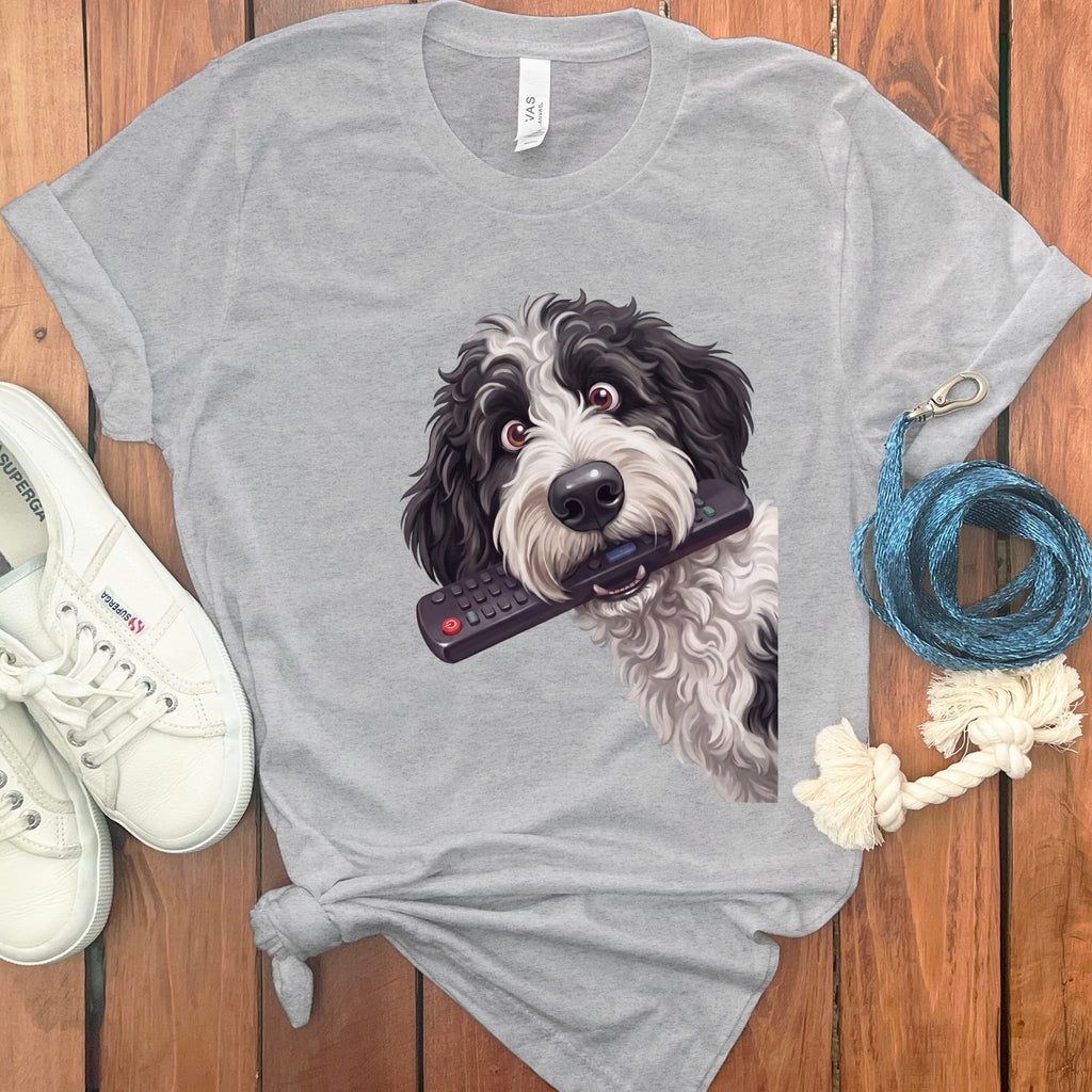 Sheepadoodle Remote T-Shirt in Athletic Heather / S by Puppy Jo