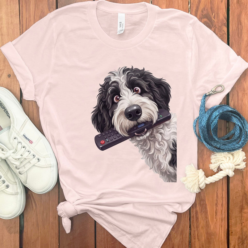 Sheepadoodle Remote T-Shirt in Soft Pink / S by Puppy Jo