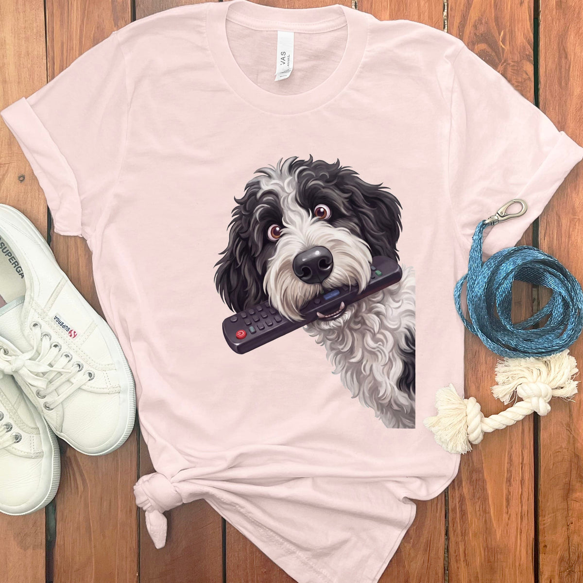 Sheepadoodle Remote T-Shirt in Soft Pink / S by Puppy Jo