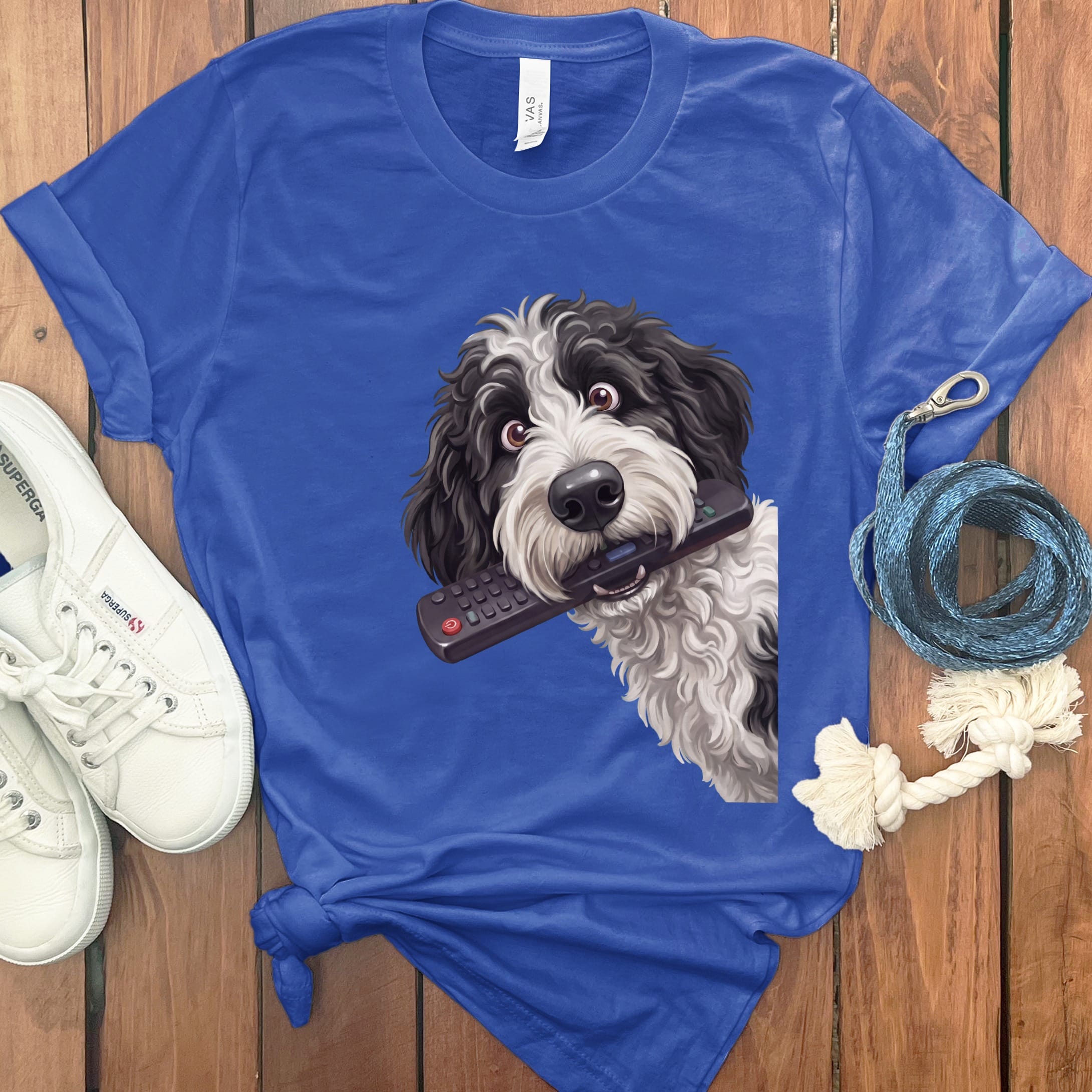 Sheepadoodle Remote T-Shirt in True Royal / S by Puppy Jo