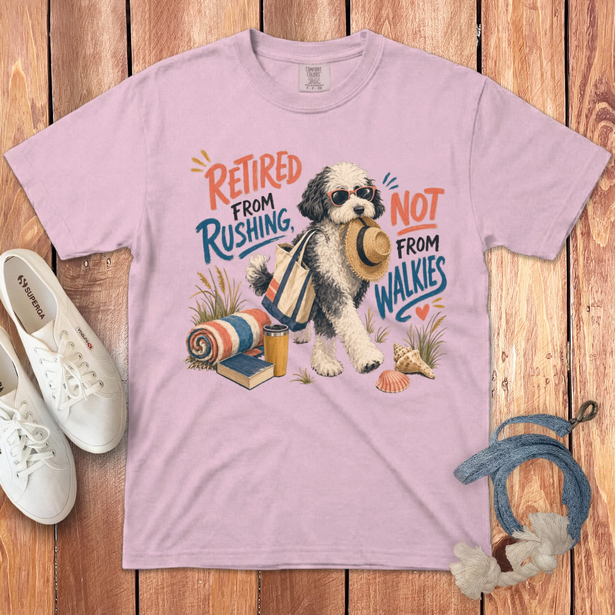 Sheepadoodle Retired Walkies Signature T-Shirt in Blossom / S by Puppy Jo