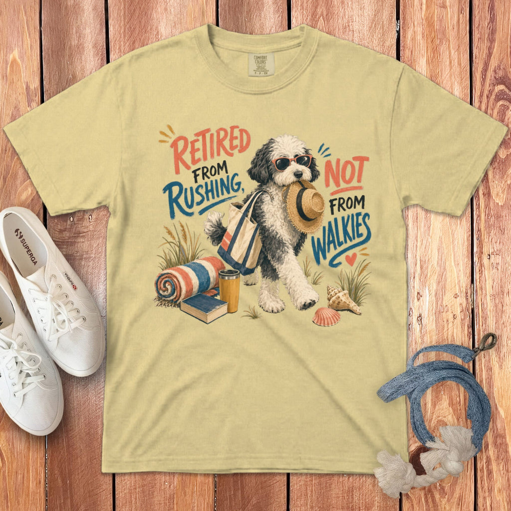 Sheepadoodle Retired Walkies Signature T-Shirt in Butter / S by Puppy Jo