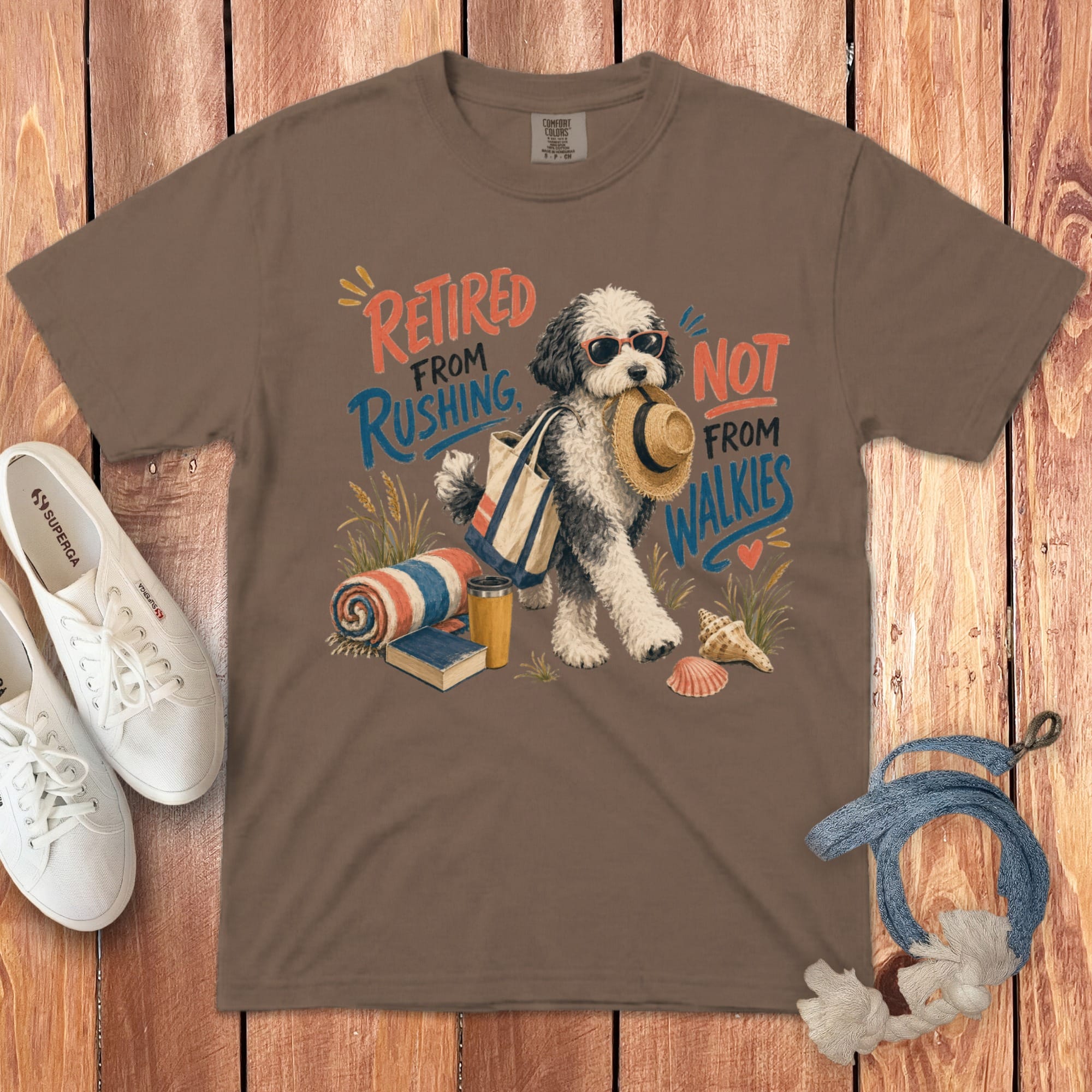 Sheepadoodle Retired Walkies Signature T-Shirt in Espresso / S by Puppy Jo