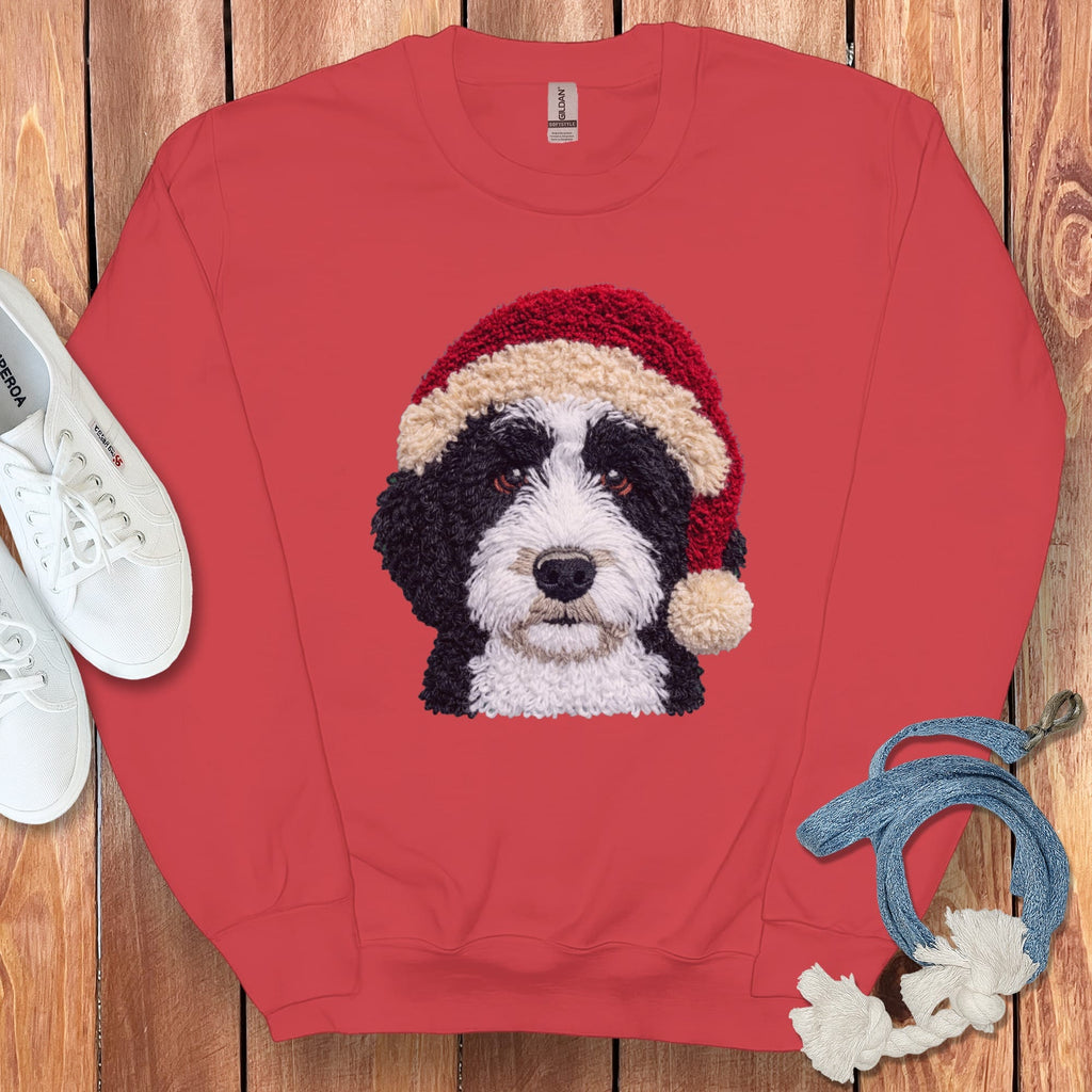 Sheepadoodle Santa Faux Yarn Sweatshirt in Red / S by Puppy Jo