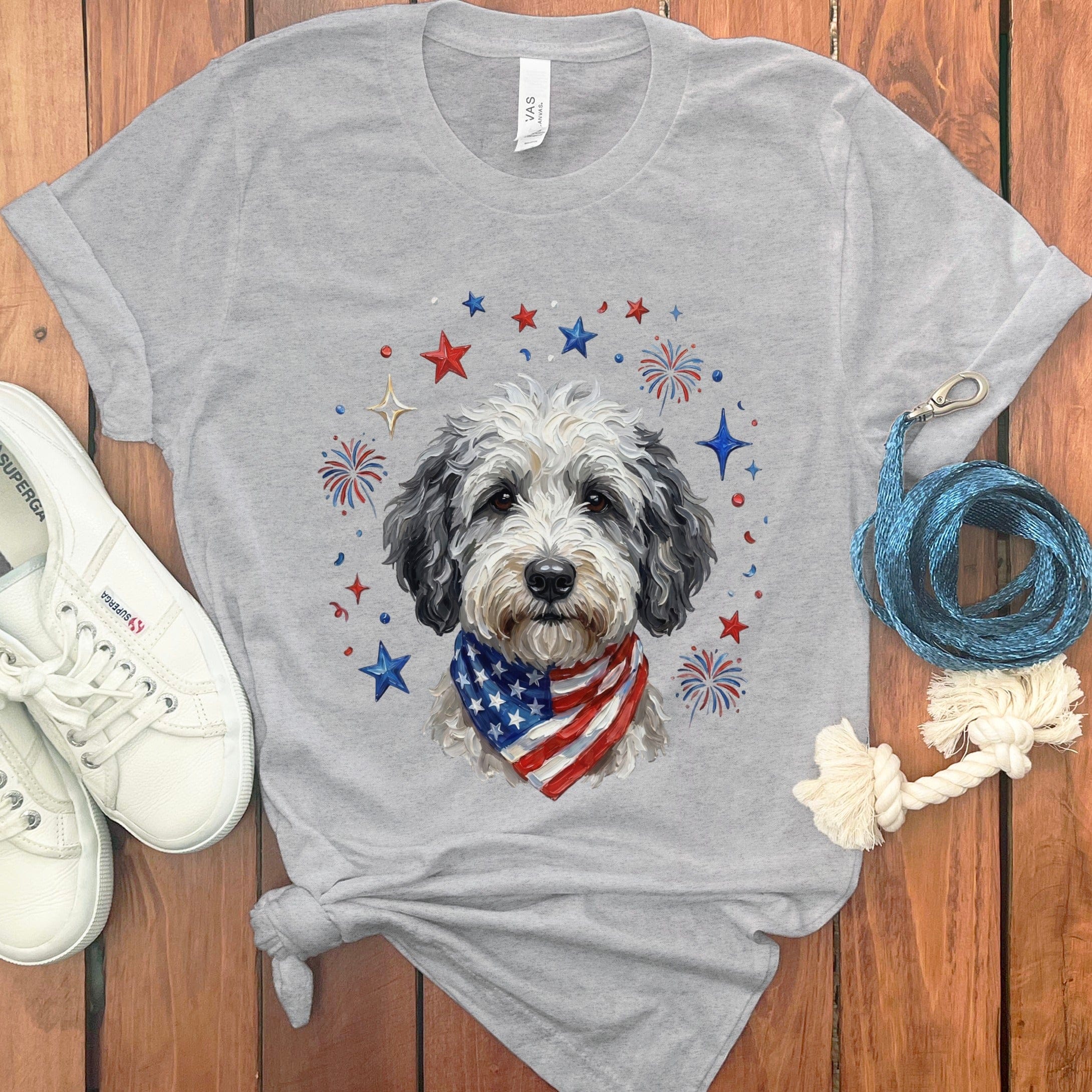 Sheepadoodle Spirit T-Shirt in Athletic Heather / S by Puppy Jo
