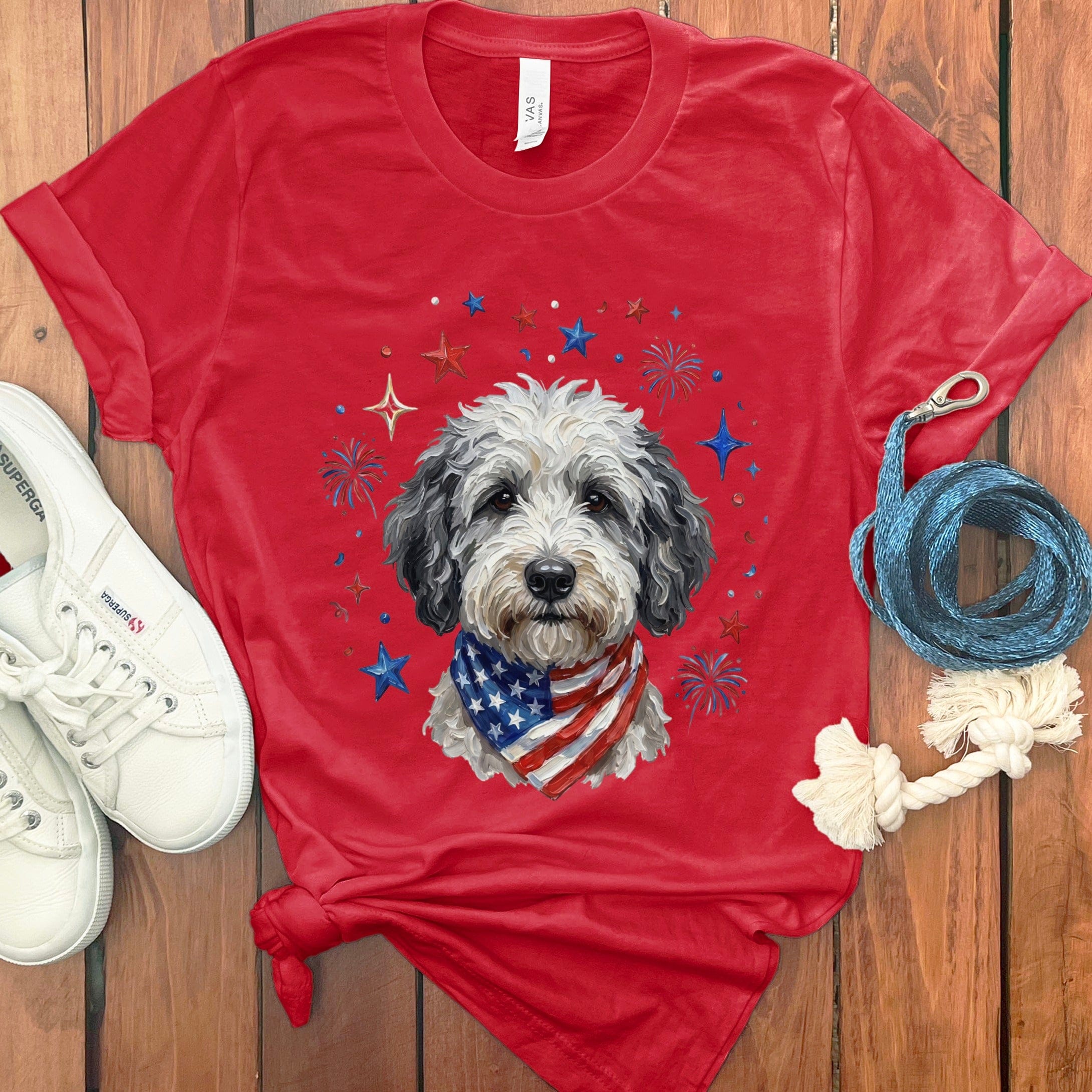 Sheepadoodle Spirit T-Shirt in Red / S by Puppy Jo