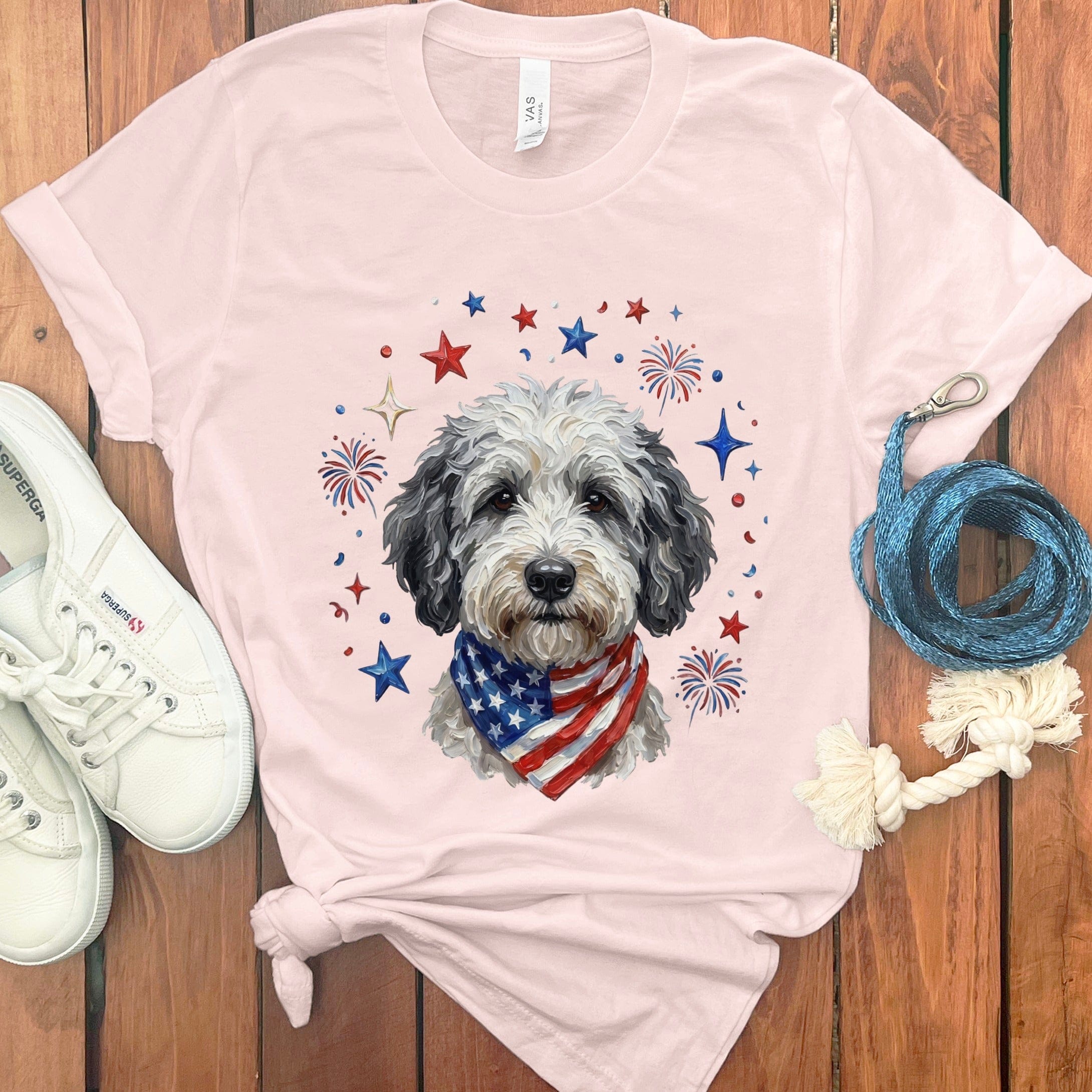 Sheepadoodle Spirit T-Shirt in Soft Pink / S by Puppy Jo