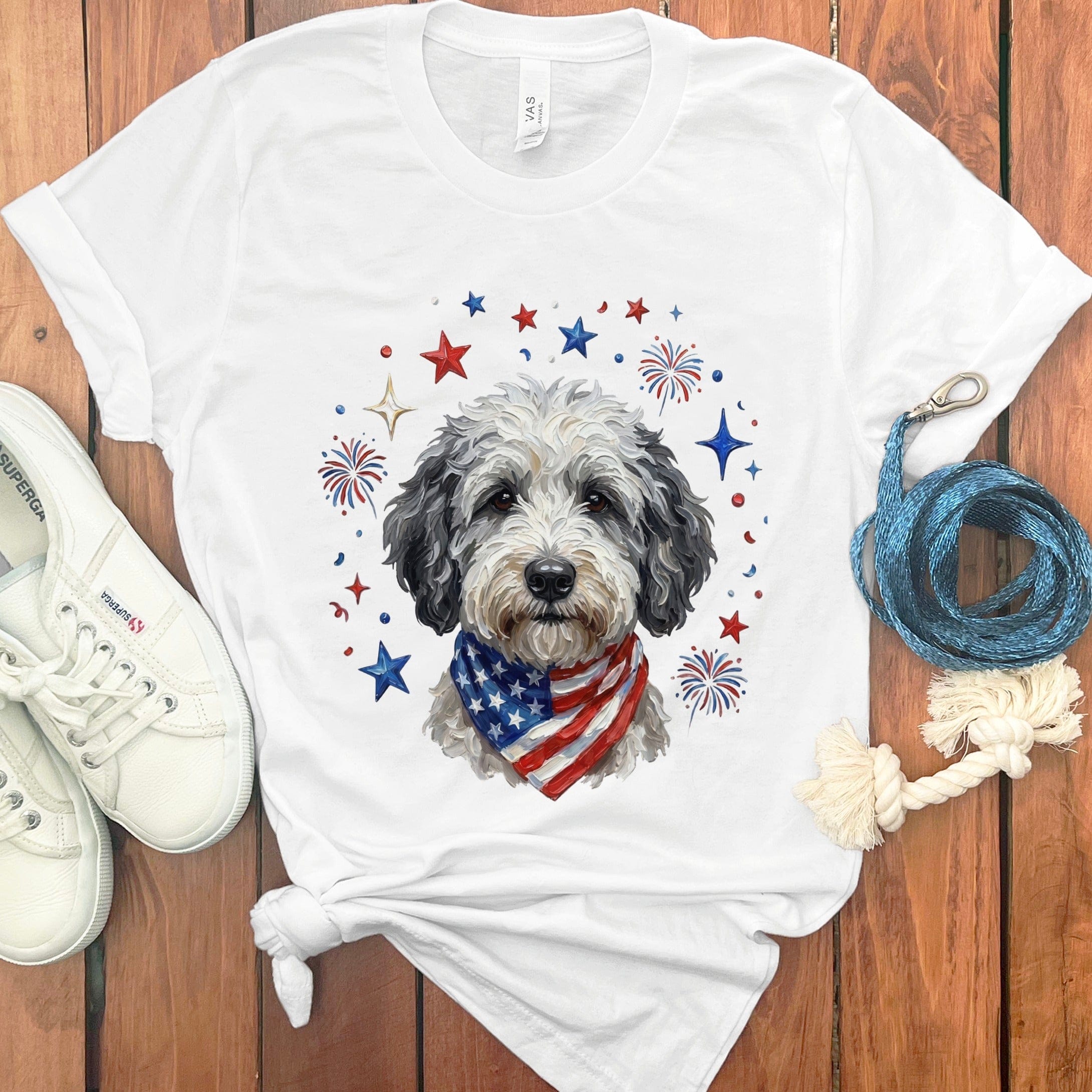 Sheepadoodle Spirit T-Shirt in White / S by Puppy Jo