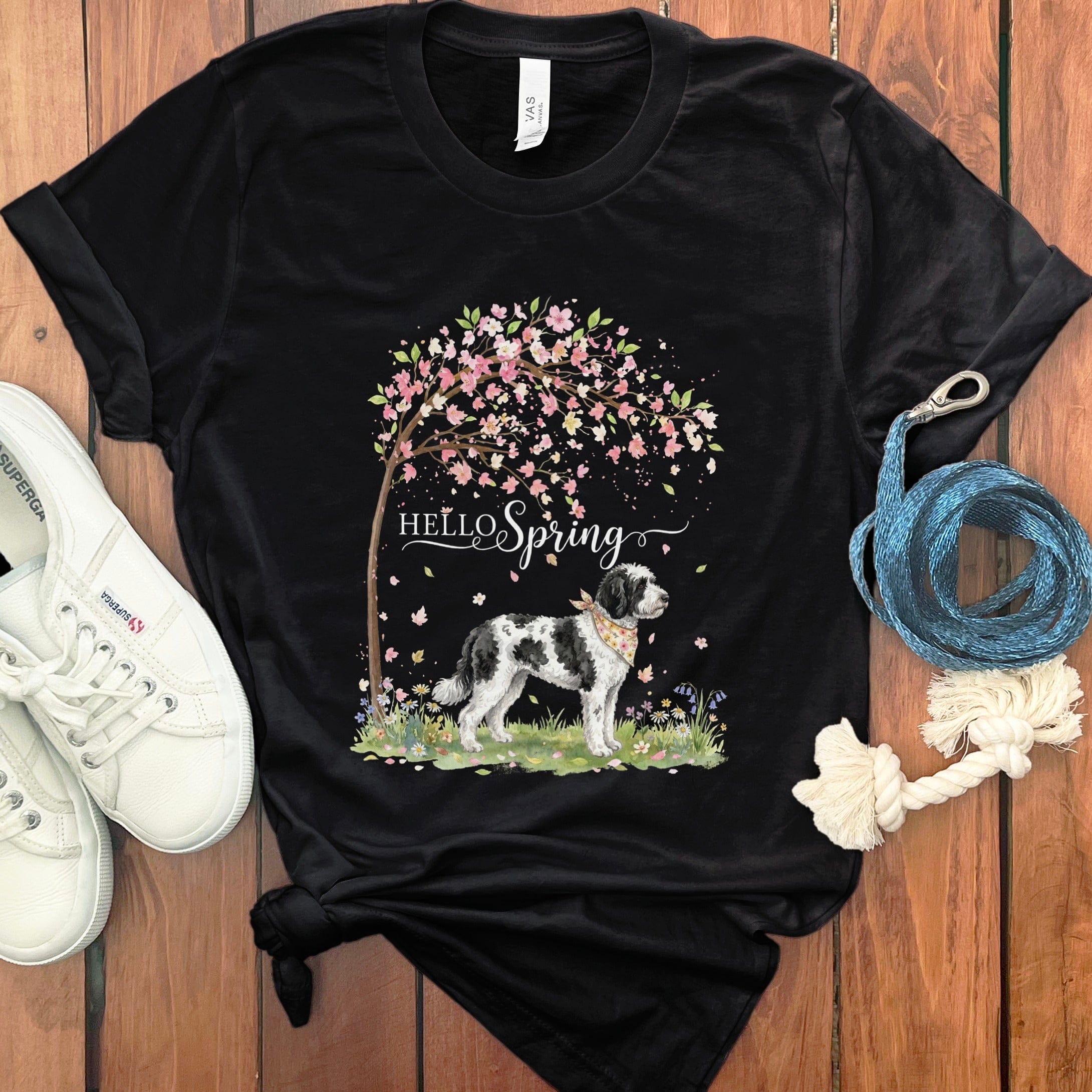Sheepadoodle Spring T-Shirt in Black / S by Puppy Jo