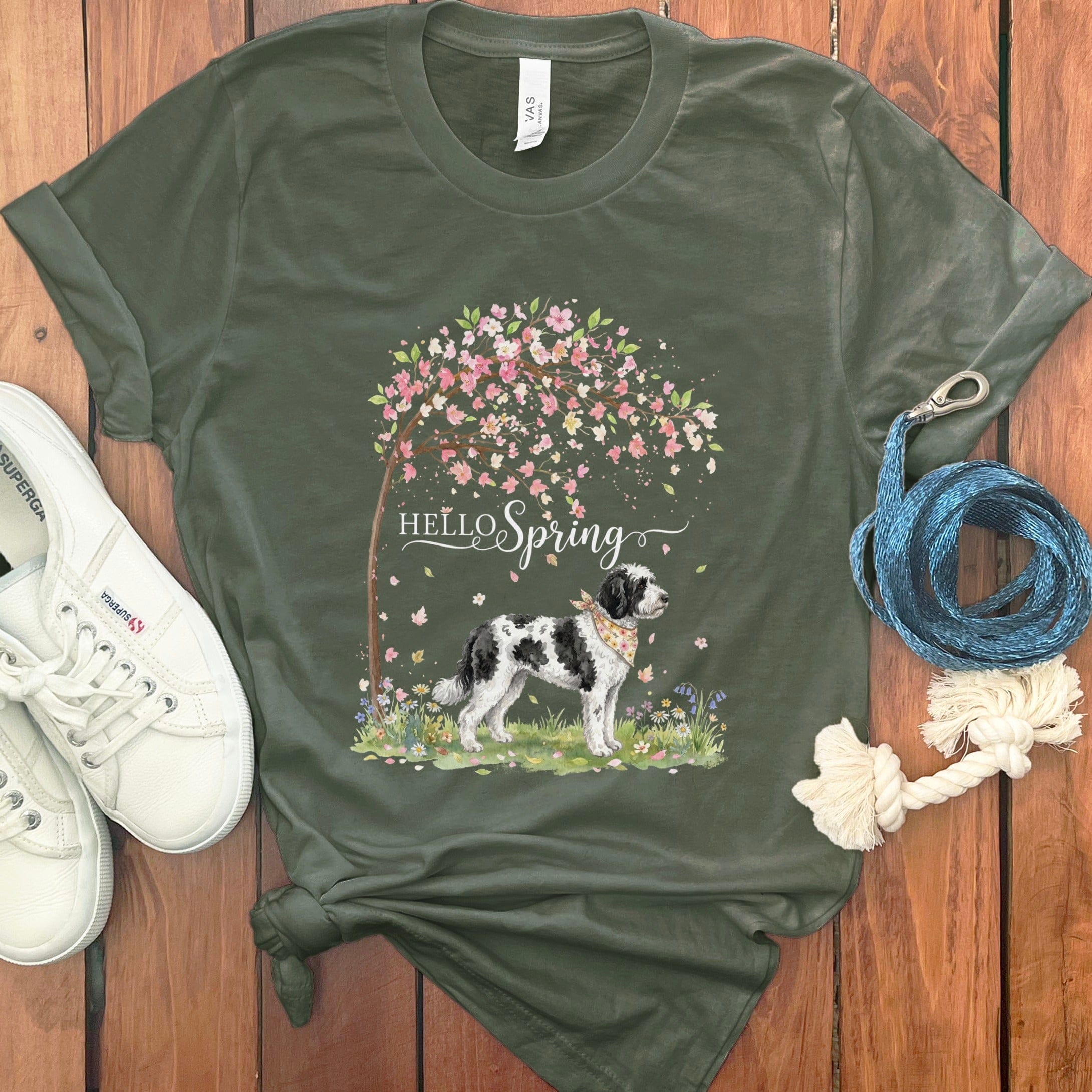 Sheepadoodle Spring T-Shirt in Military Green / S by Puppy Jo