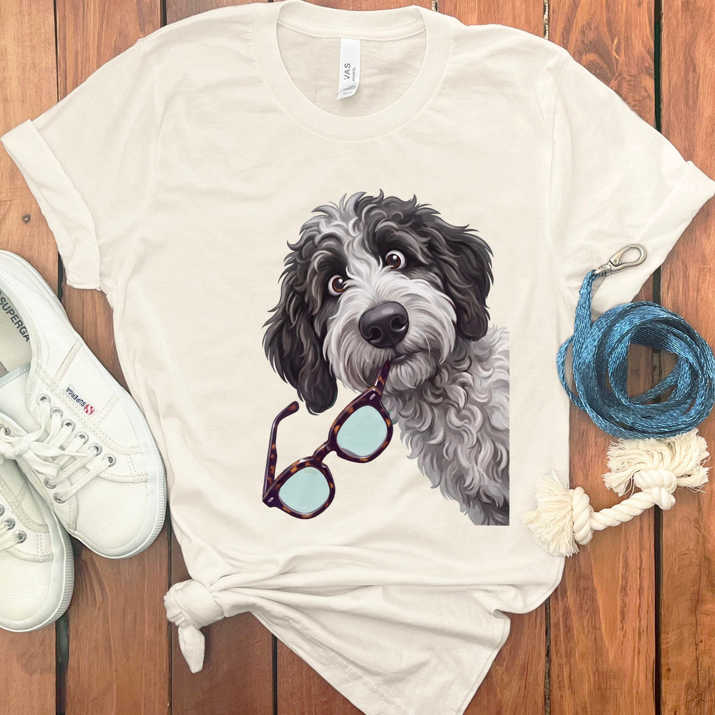 Sheepadoodle Stolen Glasses T-Shirt in Natural / S by Puppy Jo