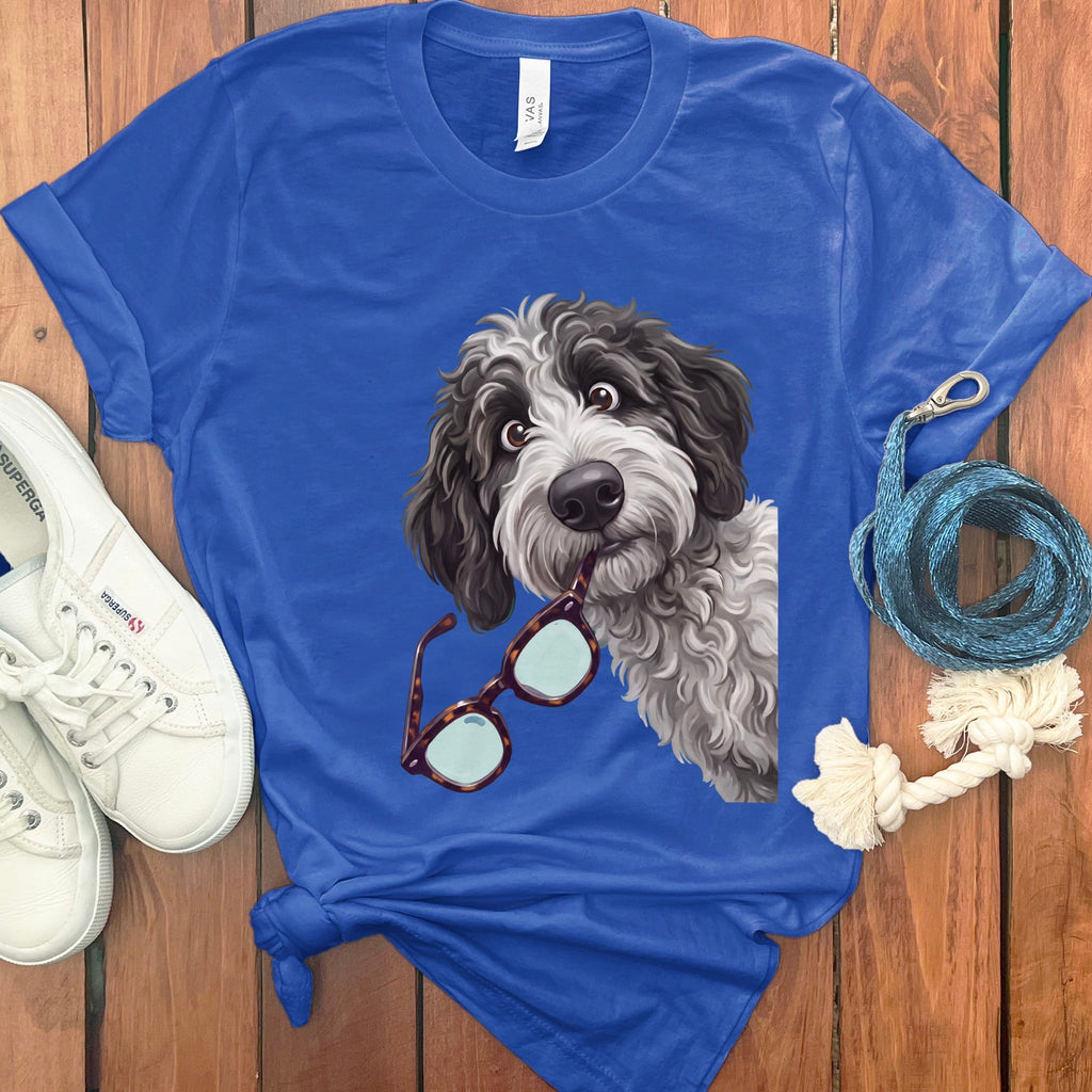 Sheepadoodle Stolen Glasses T-Shirt in True Royal / S by Puppy Jo